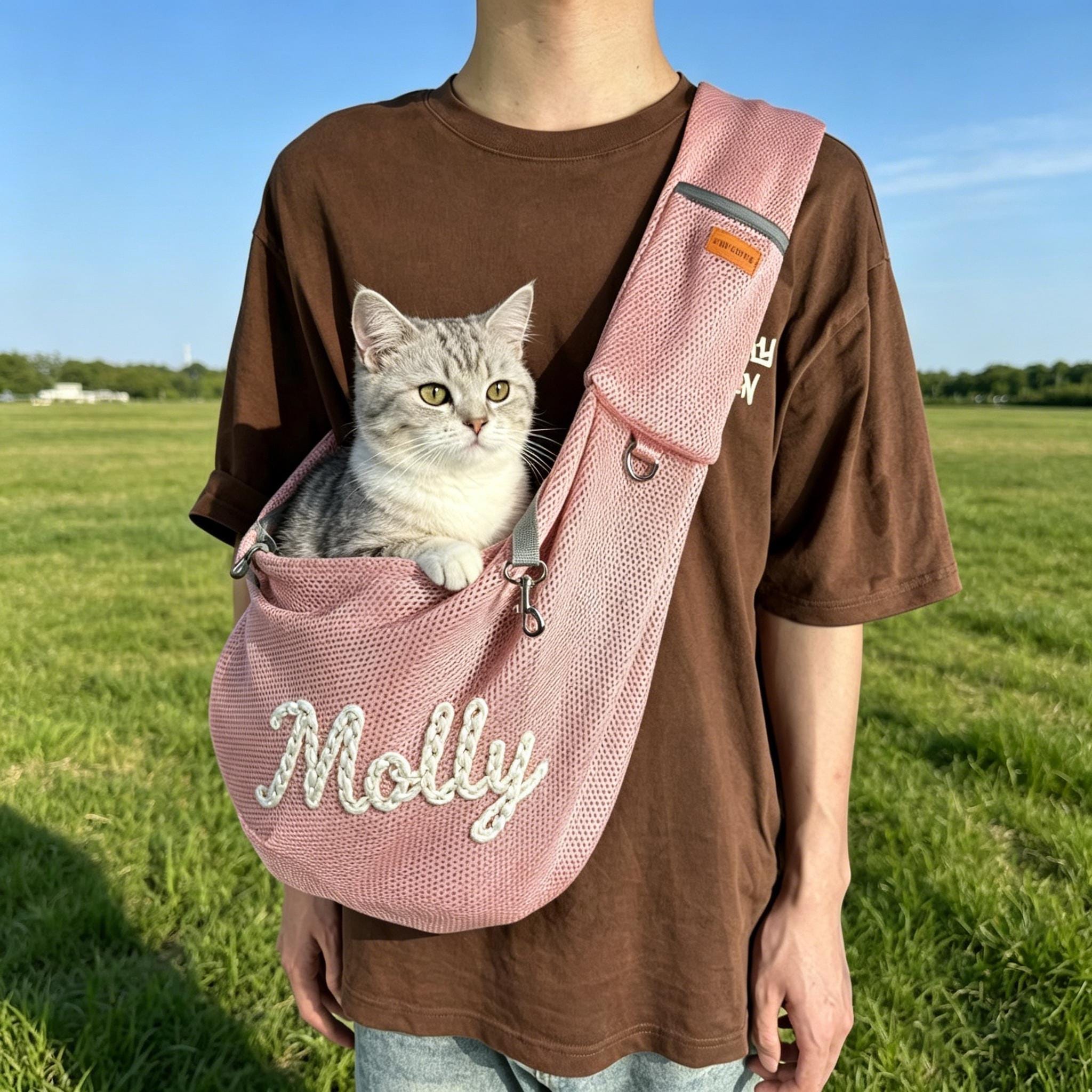 Personalized Hand-Embroidered Breathable Mesh Pet Carrier | inBag92