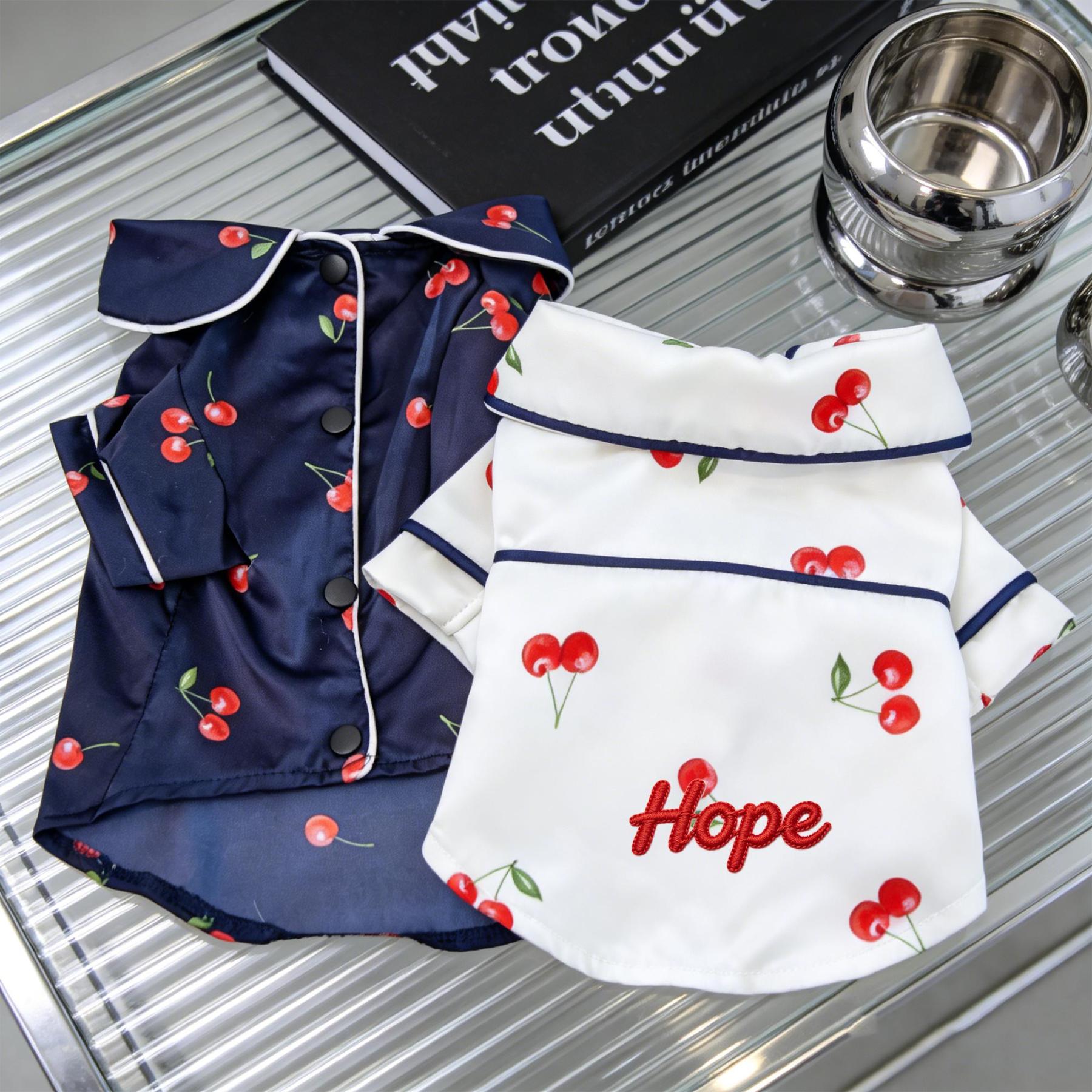 Personalized Embroidered Pet Cherry Print Pajamas | inCloth107