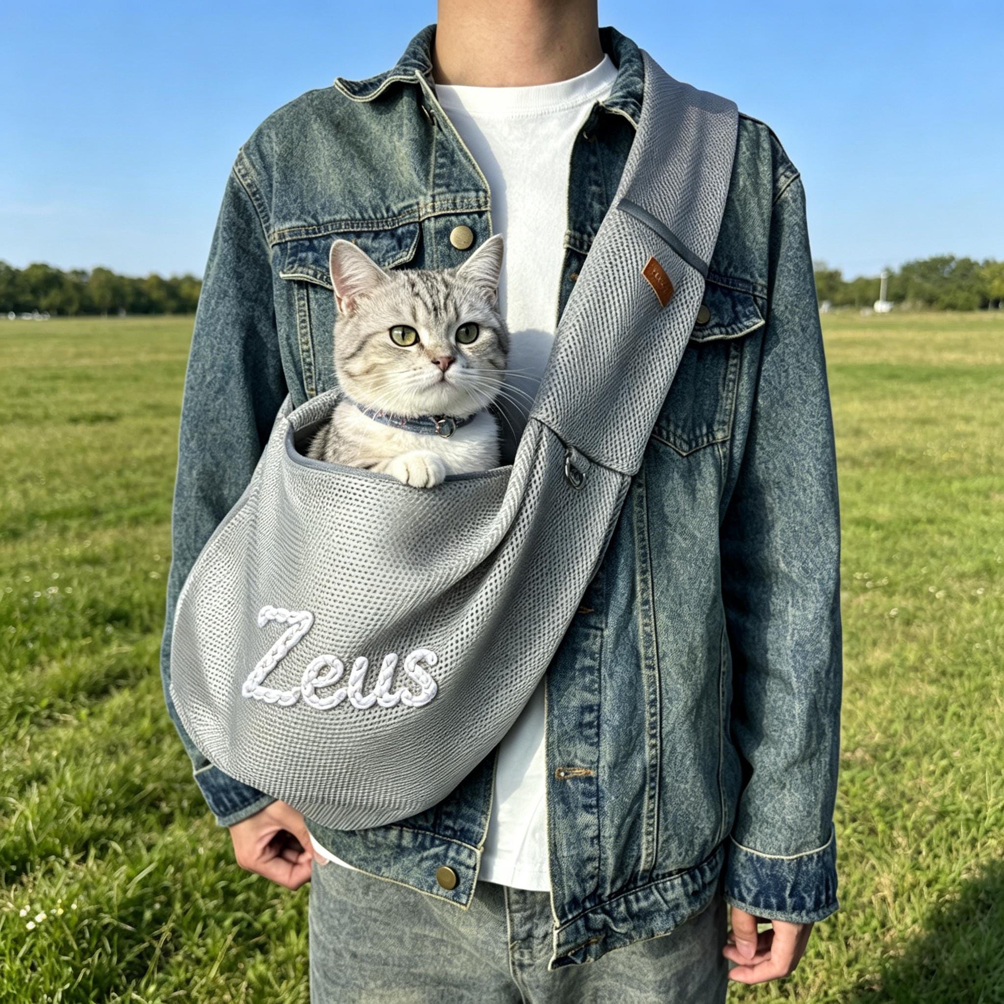 Personalized Hand-Embroidered Breathable Mesh Pet Carrier | inBag92