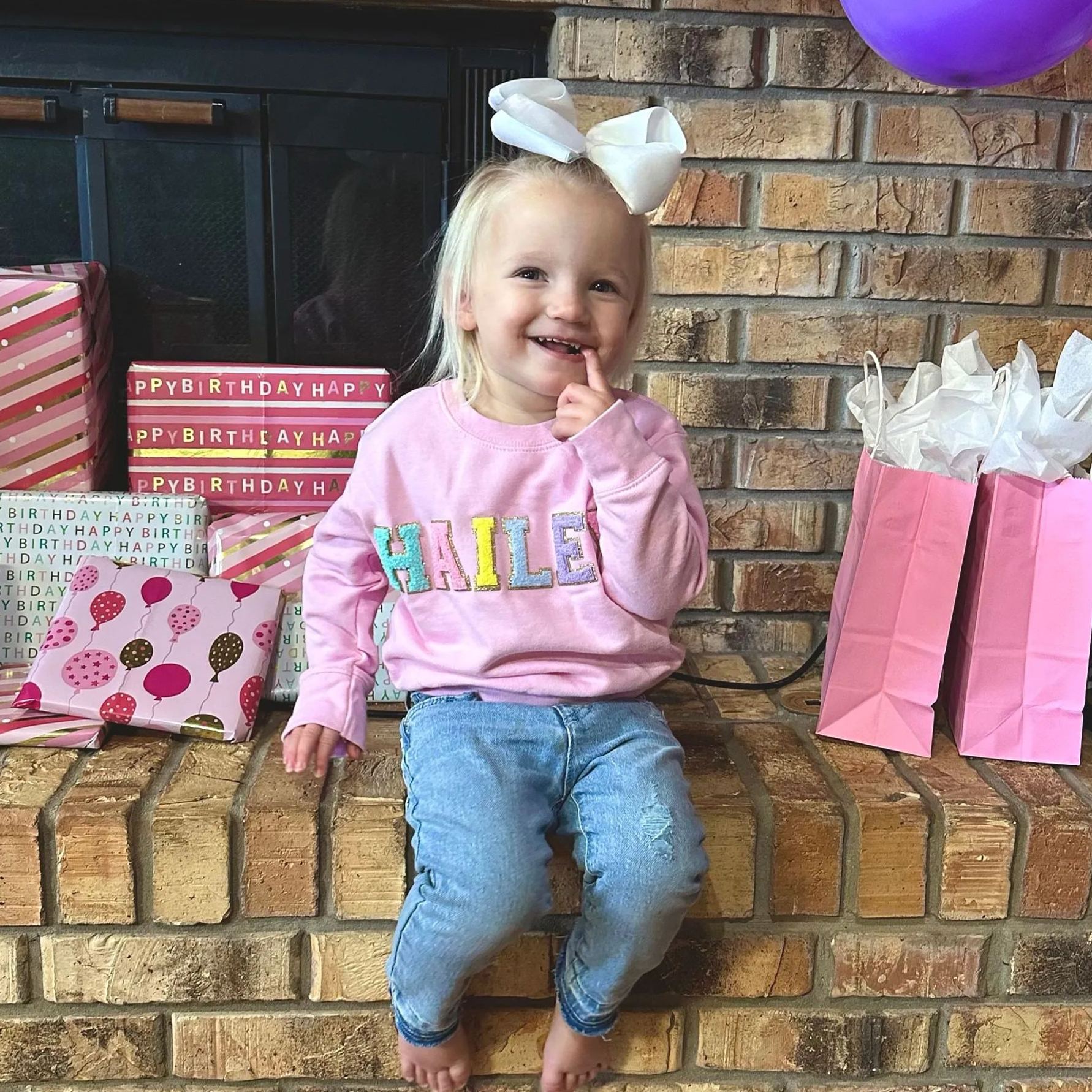 Personalized Kid Chenille Patch Name Crewneck Sweatshirt | insweatshirt57