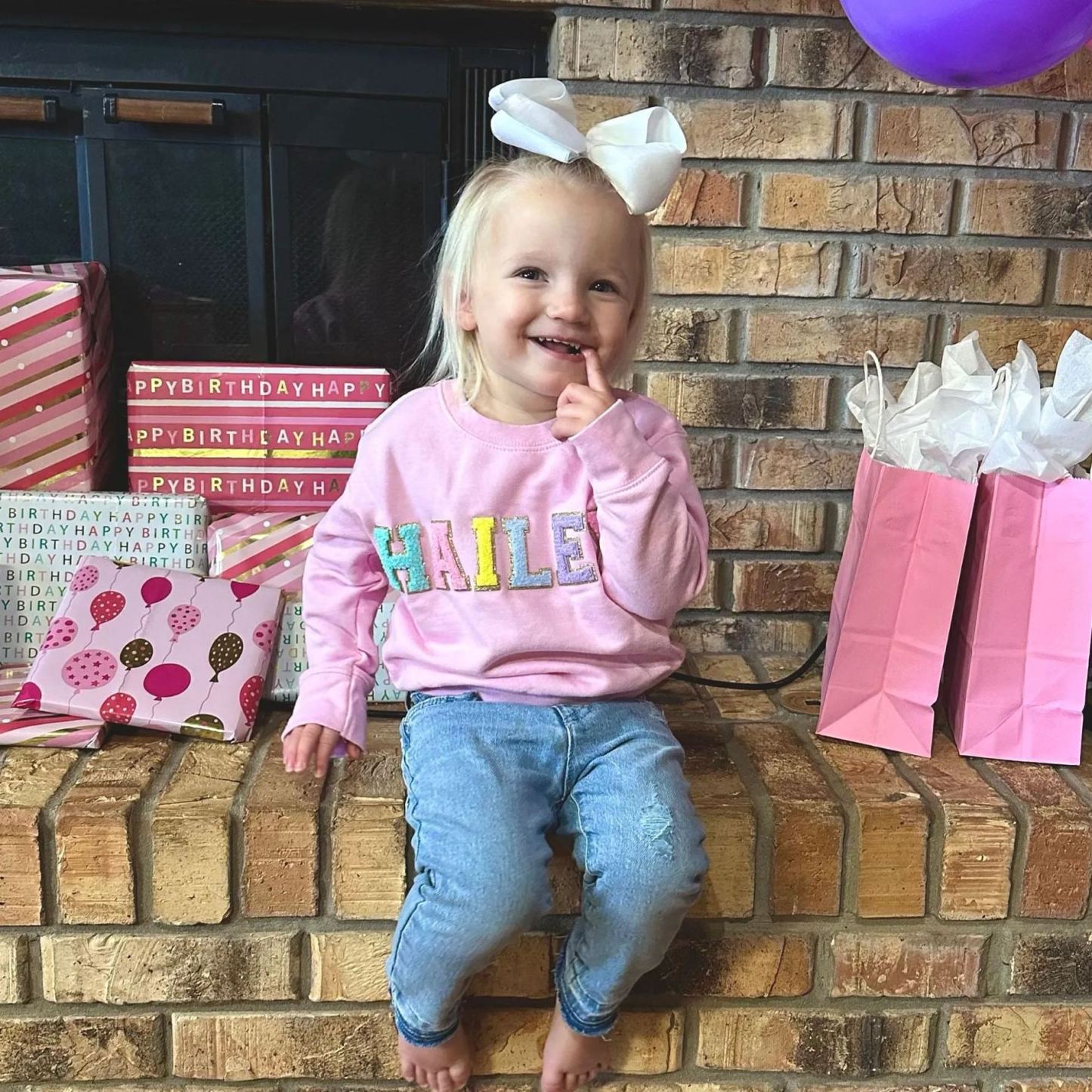 Personalized Kid Chenille Patch Name Crewneck Sweatshirt | insweatshirt57