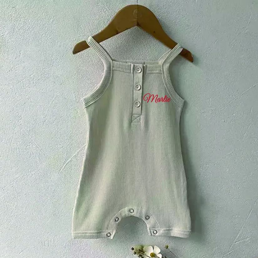 Personalized Embroidery Waffle Baby Cozy Soft Summer Romper | inRomper28