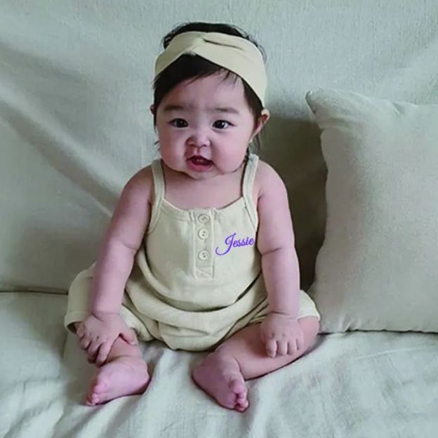 Personalized Embroidery Waffle Baby Cozy Soft Summer Romper | inRomper28