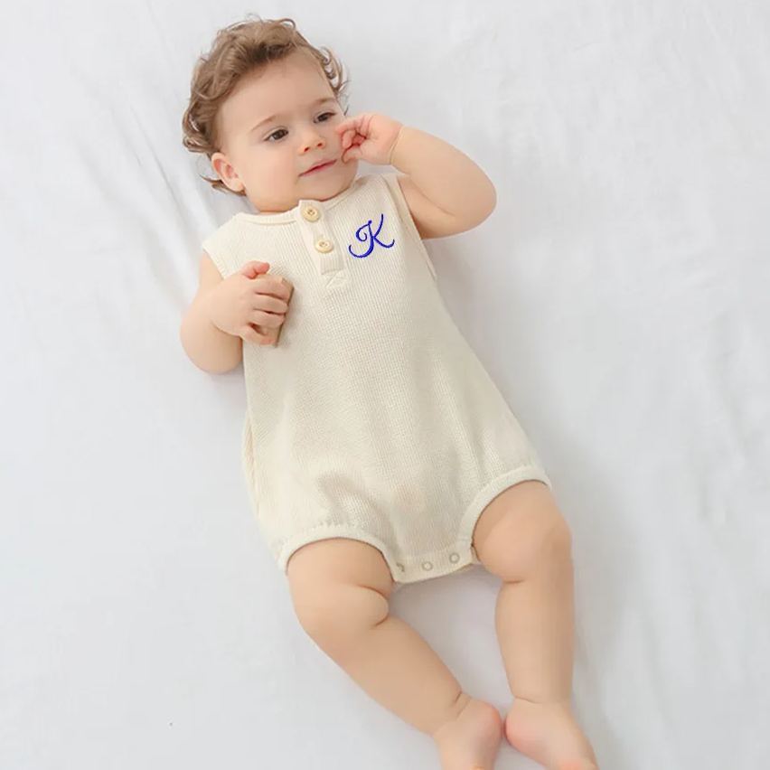 Personalized Embroidery Waffle Baby Cozy Soft Romper | inRomper31