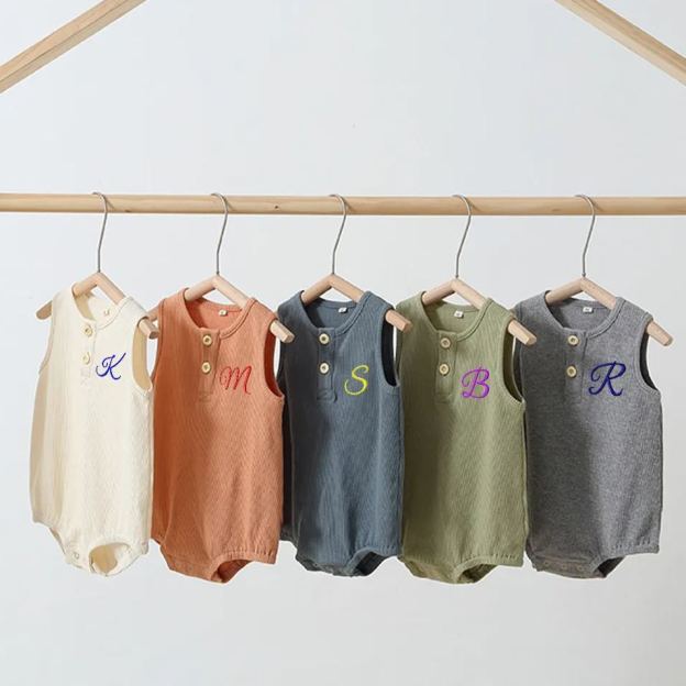 Personalized Embroidery Waffle Baby Cozy Soft Romper | inRomper31