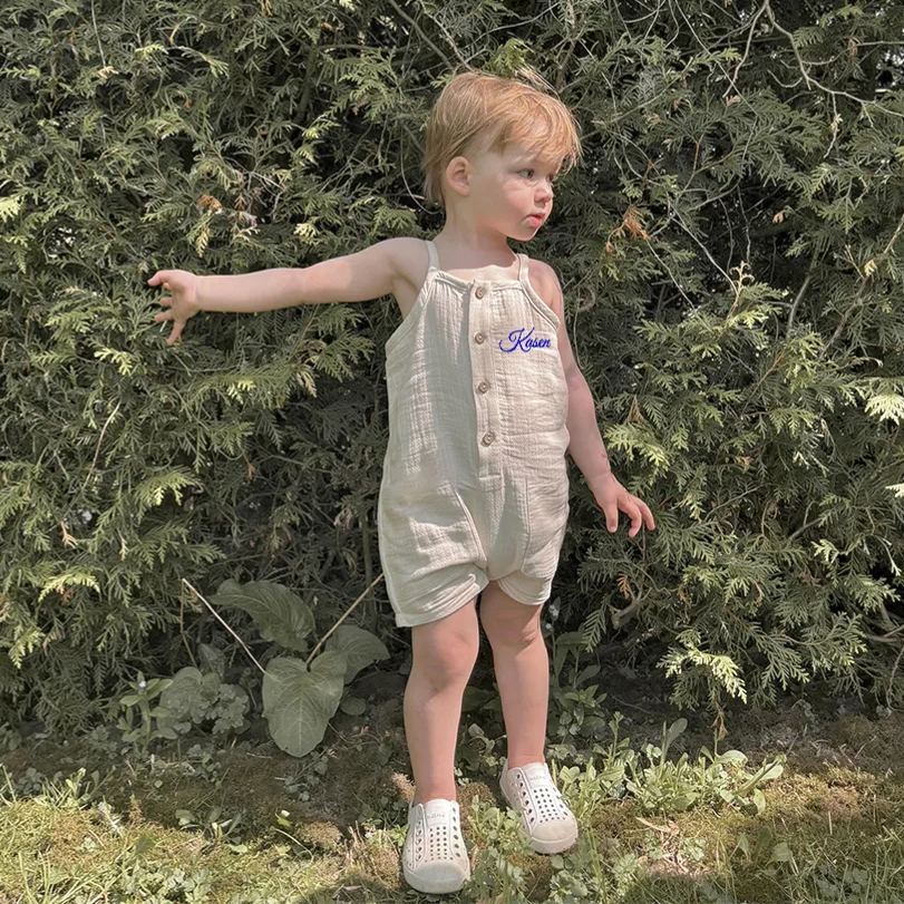 Personalized Embroidery Baby Cotton Muslin Romper | inRomper33