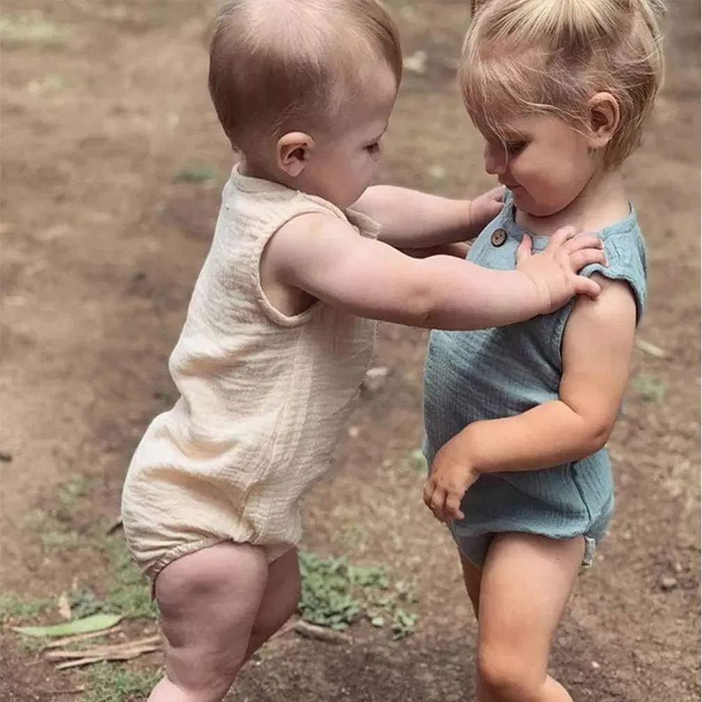 Personalized Embroidery Baby Organic Cotton Muslin Romper | inRomper34