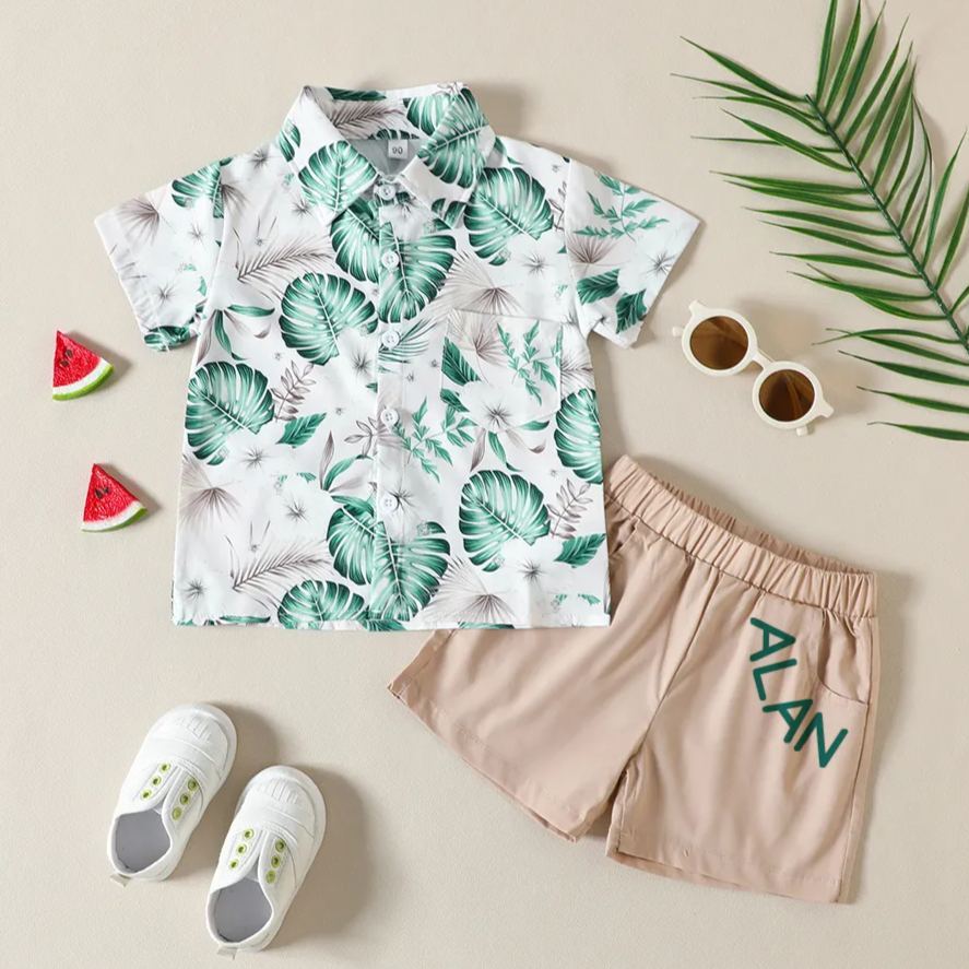 Personalized Boys Rain Forest Shirt and Shorts Set | inSet56