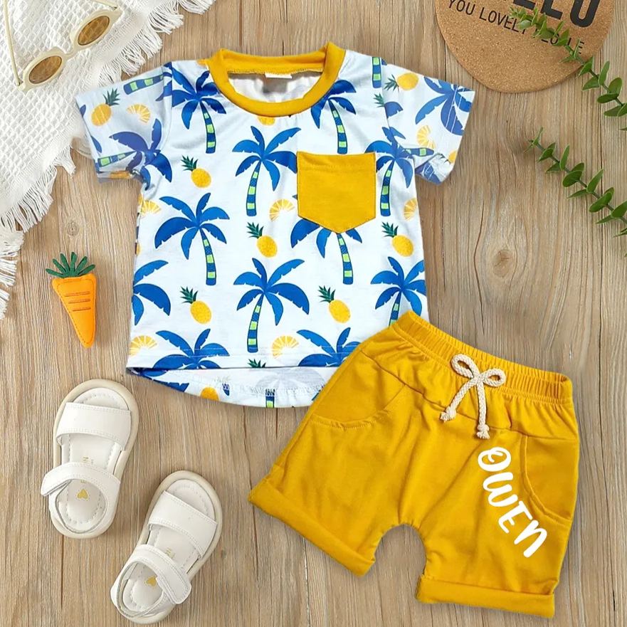 Personalized Boys Summer Vibe T-Shirt and Shorts Set | inSet62