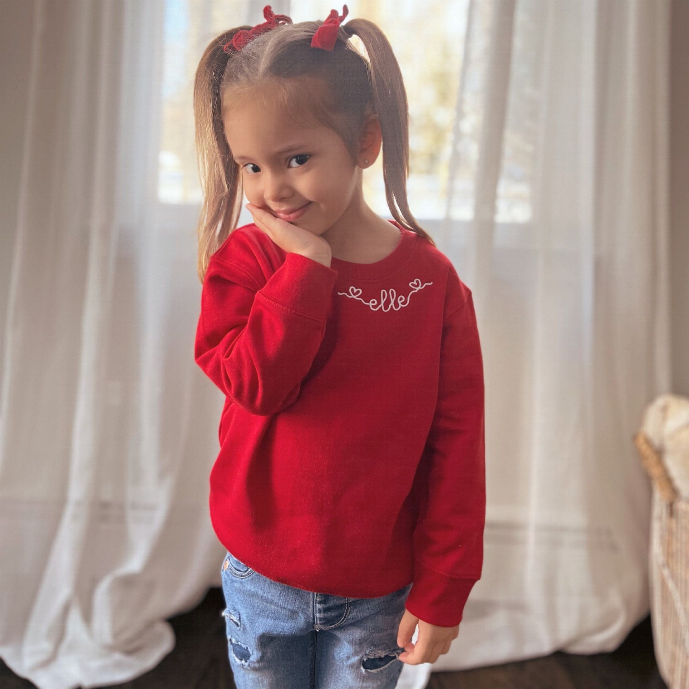 Personalized Embroidered Kids Valentines Sweatshirt | InSweatshirt88