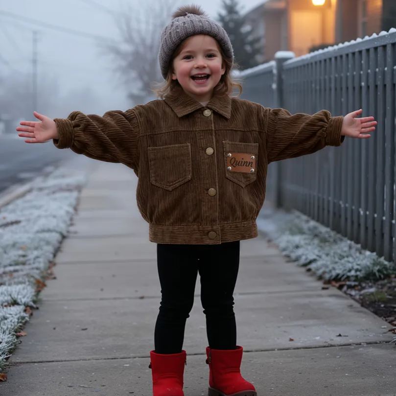 Personalized Leather Patch Corduroy Casual Jacket | inJacket45