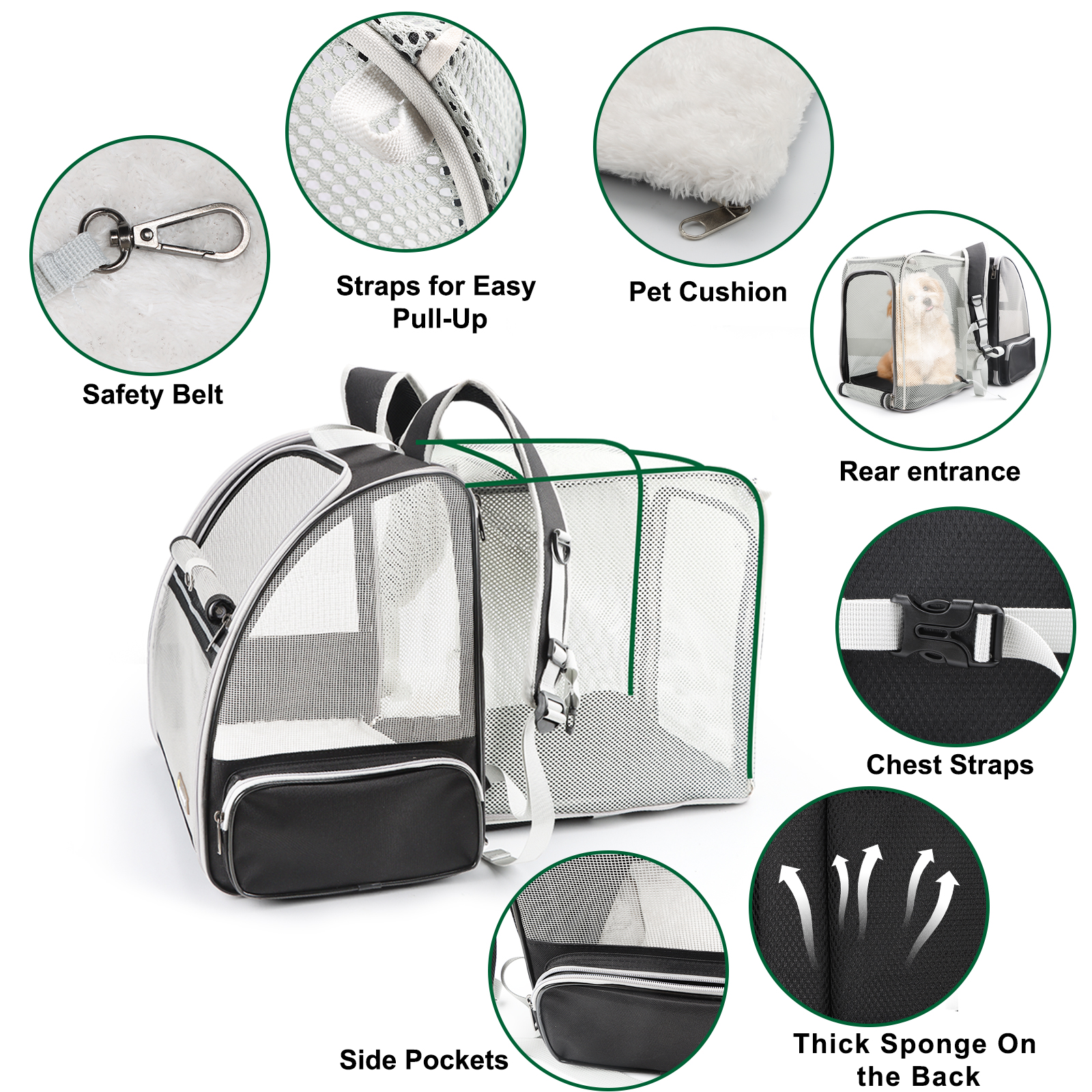  Expandable Pet Backpack Carrier for Medium Cats and Small Dogs