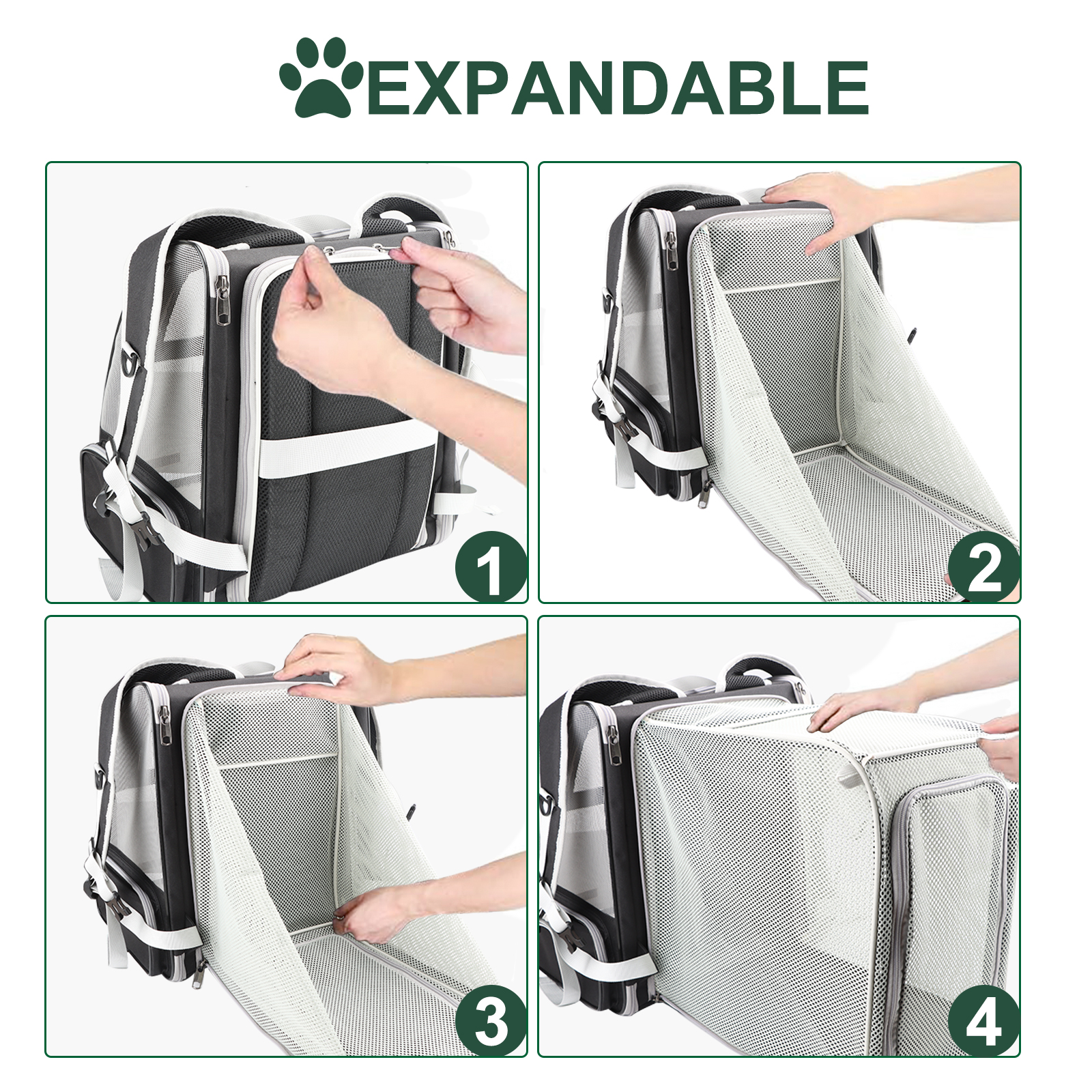  Expandable Pet Backpack Carrier for Medium Cats and Small Dogs