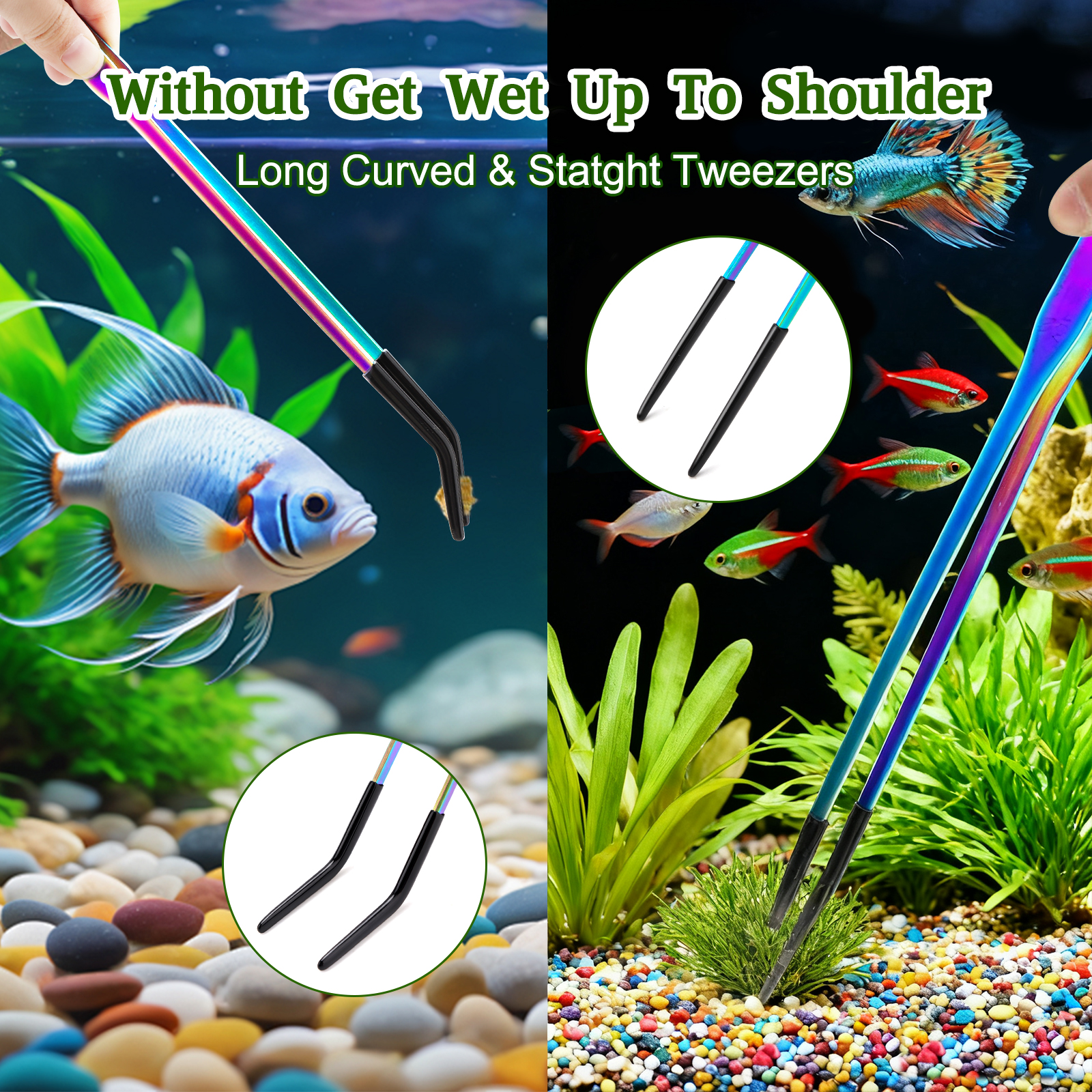 TEXSENS Stainless Steel Reptile Feeding Tongs and Spoon Set （10.6"）