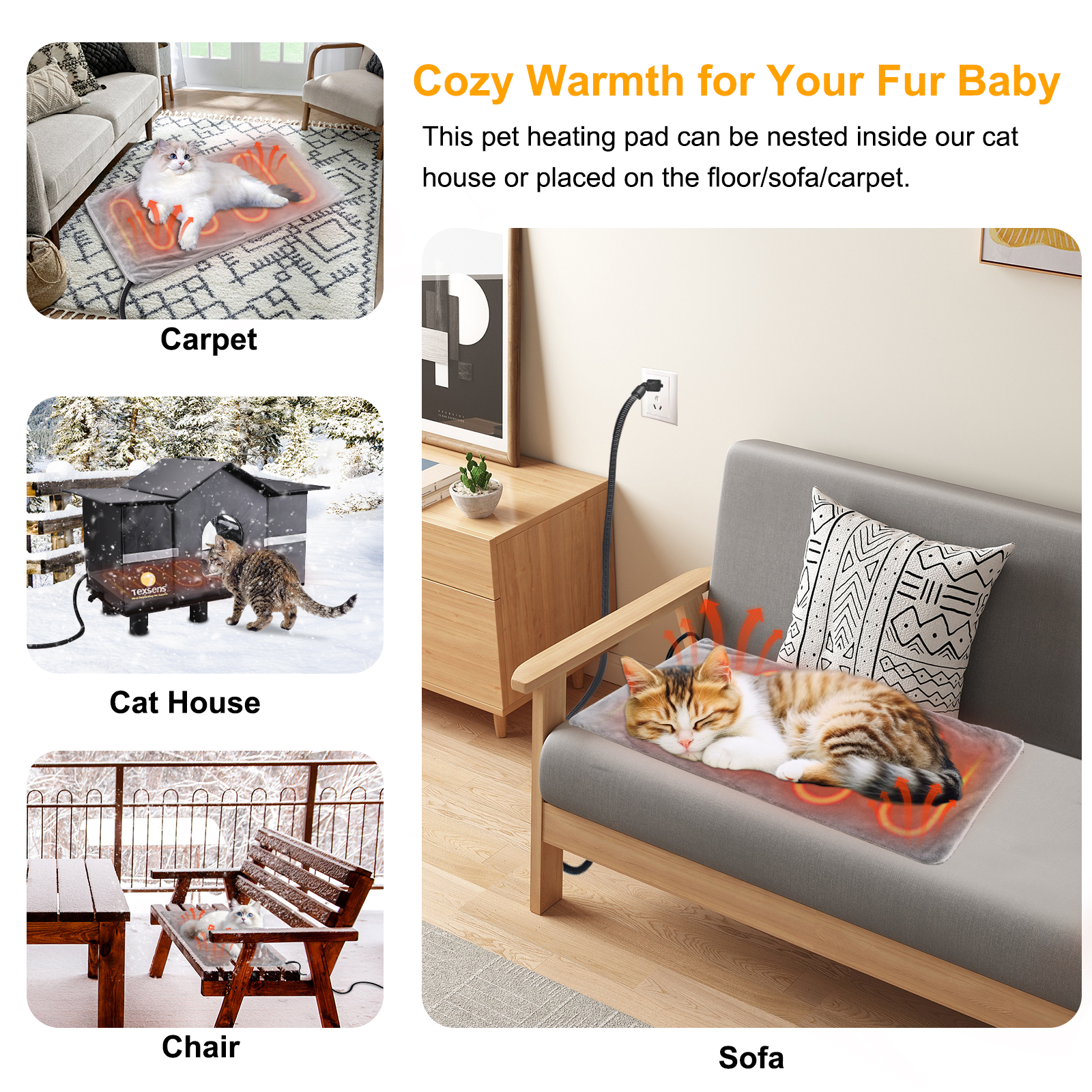 Texsens Cat Heating Pad, for Cats & Small Dogs