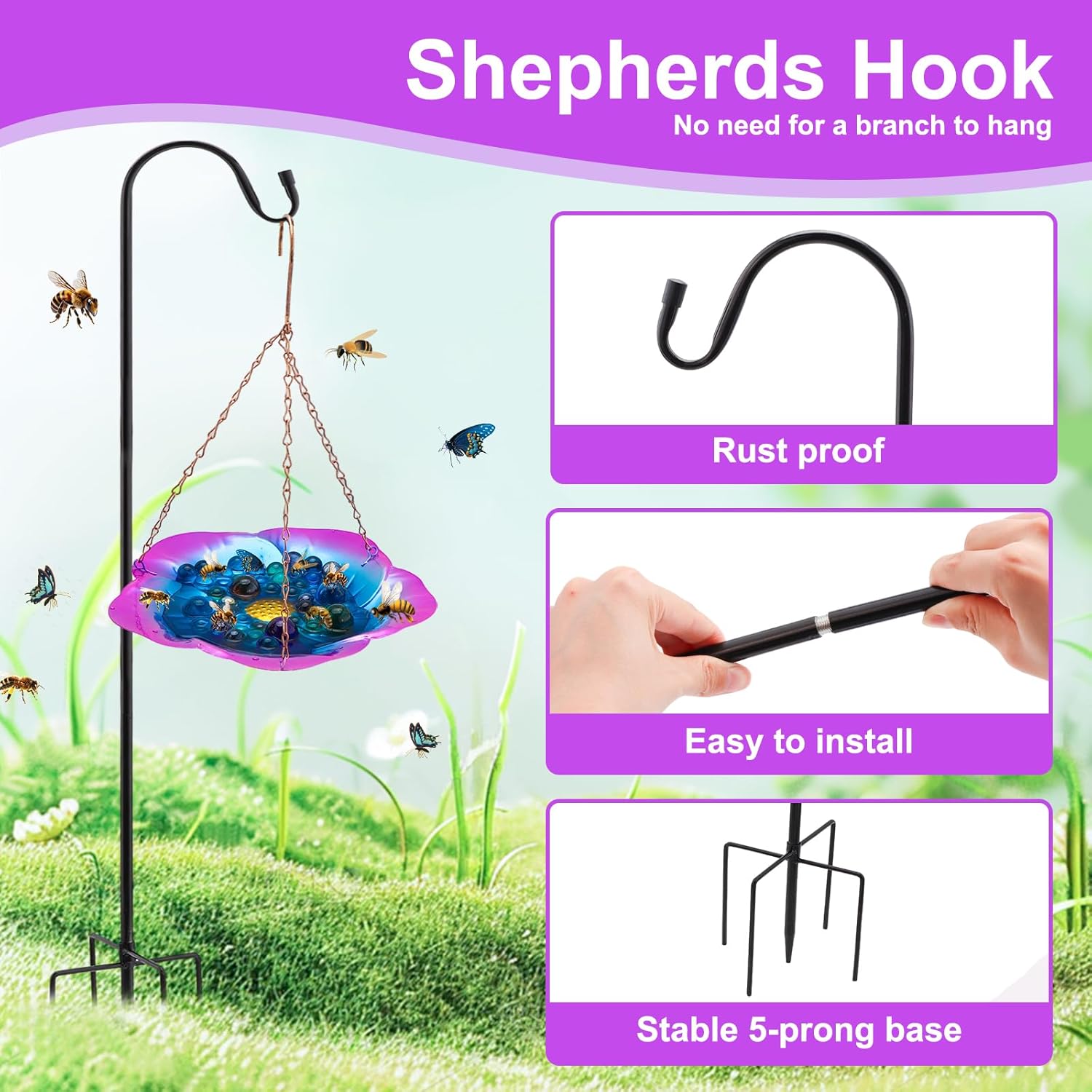 Bee Watering Station with Shepherds Hook