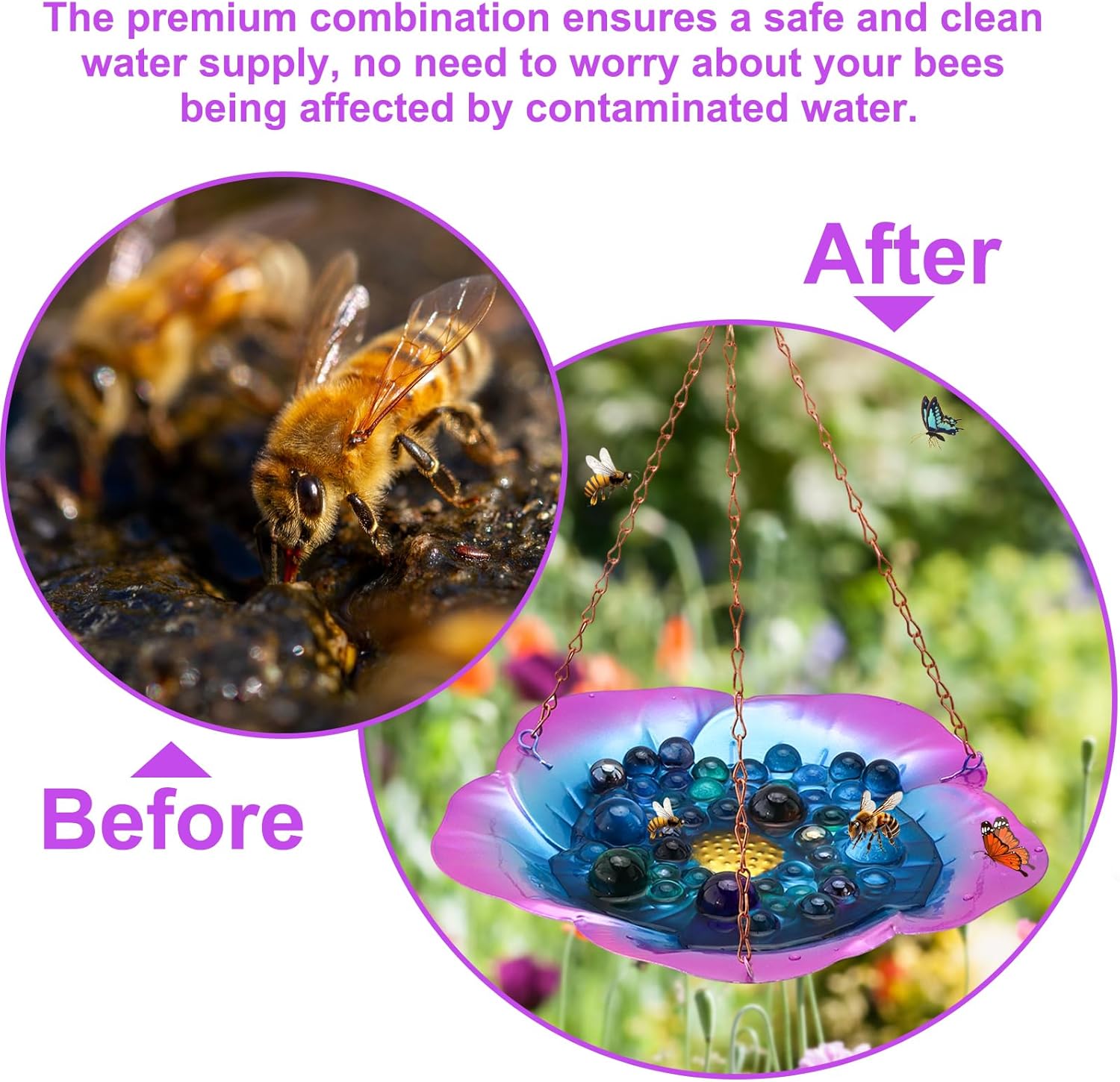 Bee Watering Station with Shepherds Hook