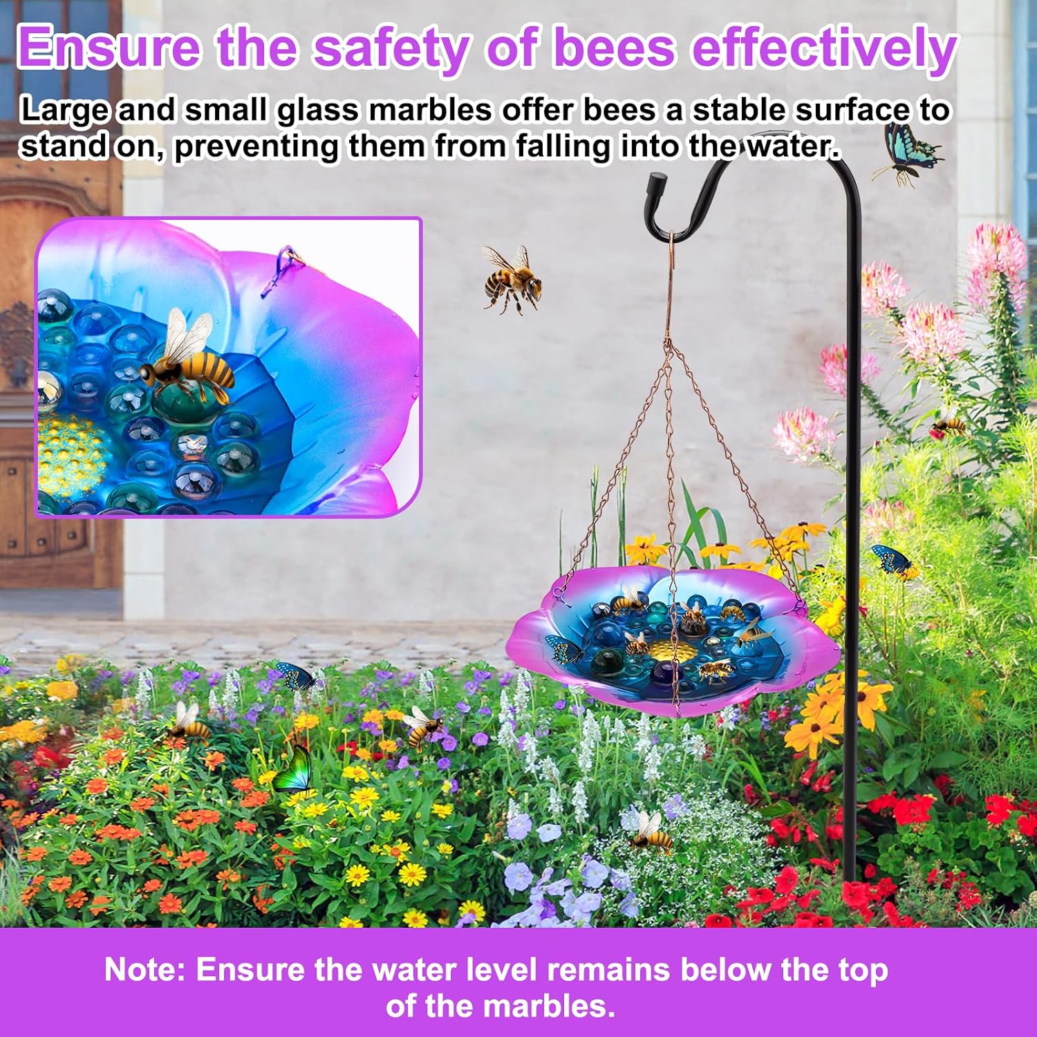 Bee Watering Station with Shepherds Hook