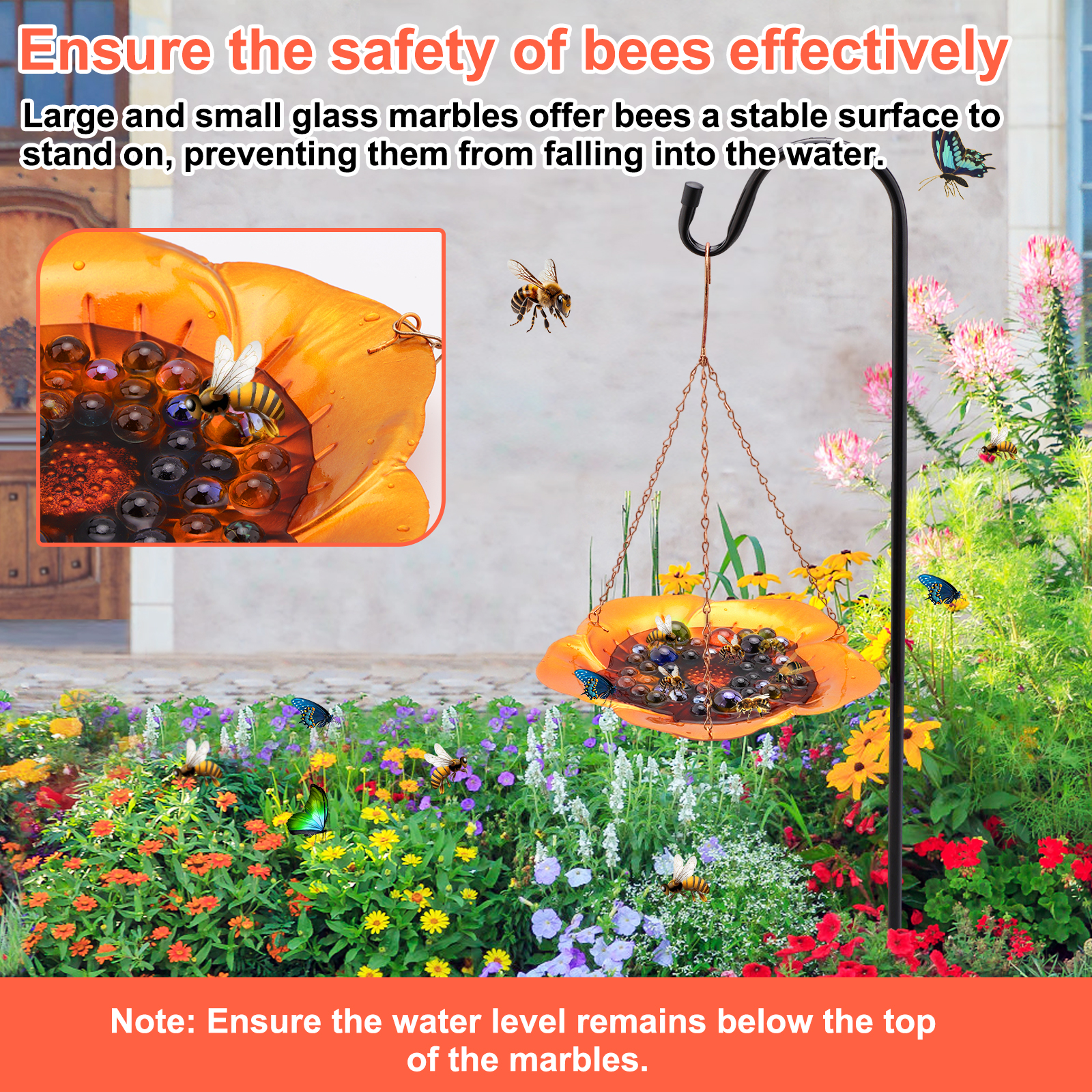 Bee Watering Station with Shepherds Hook