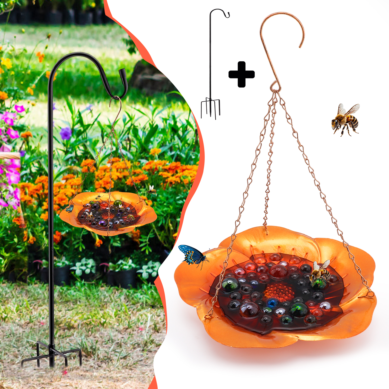 Bee Watering Station with Shepherds Hook