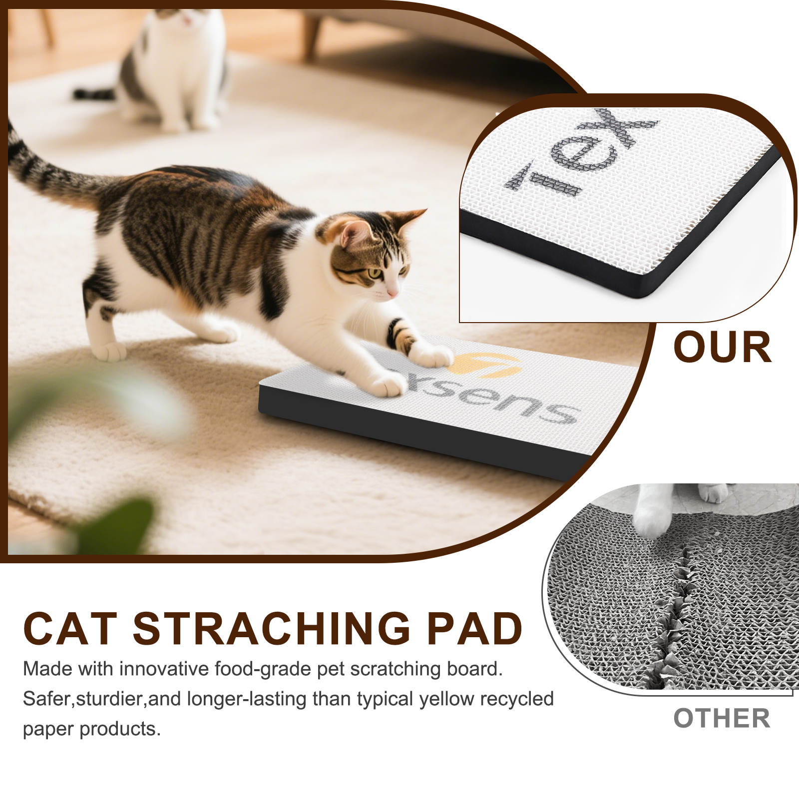 Texsens 3-in-1 Art Frame Cat Scratcher & Bed
