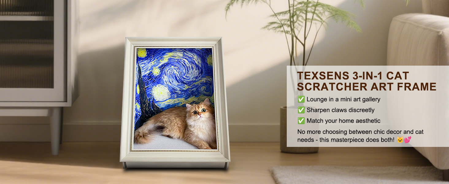 Mona Lisa Cat Scratcher Texsens Mona Lisa Cat Bed 3-in-1 Food