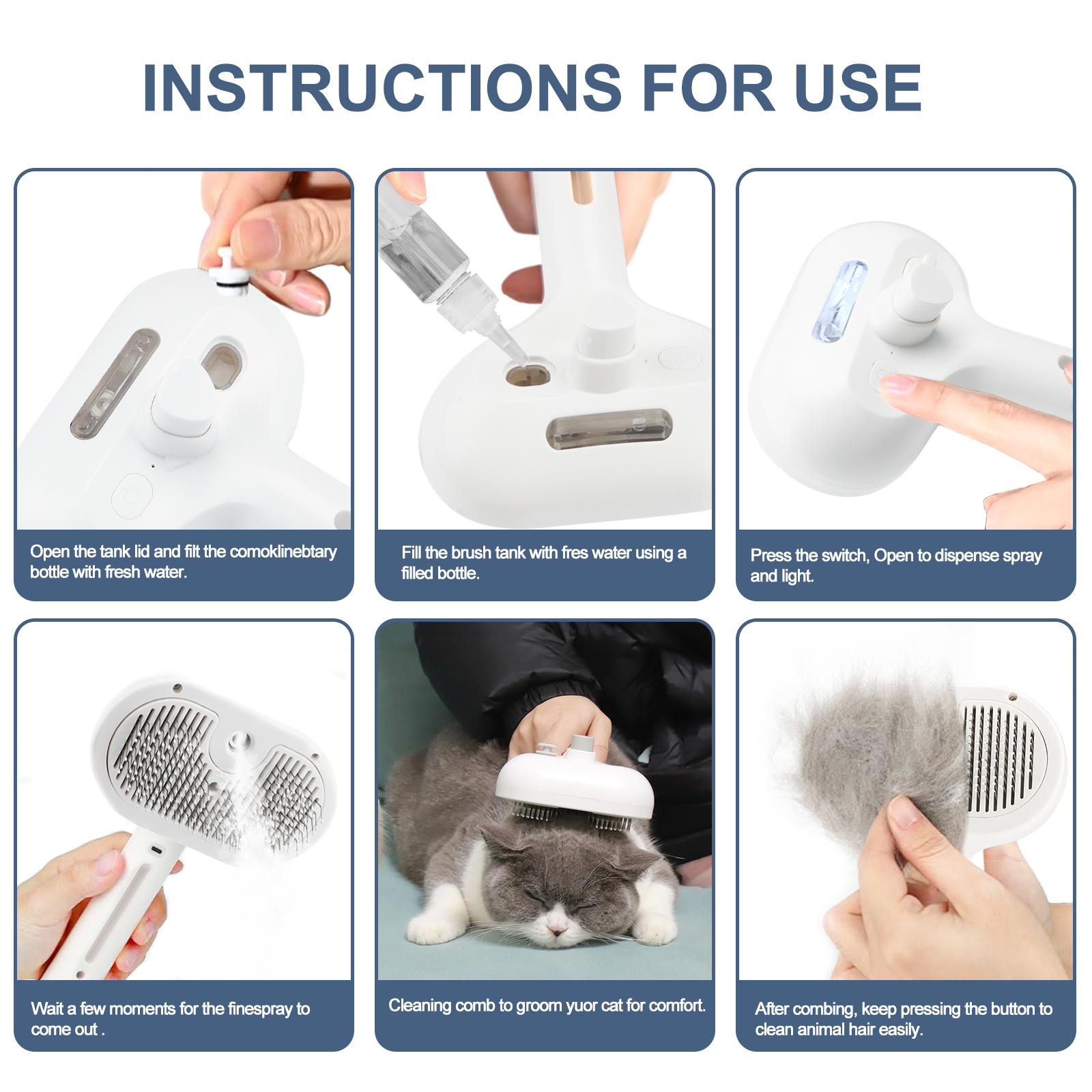 Texsens Self Cleaning Spray Pet Brush