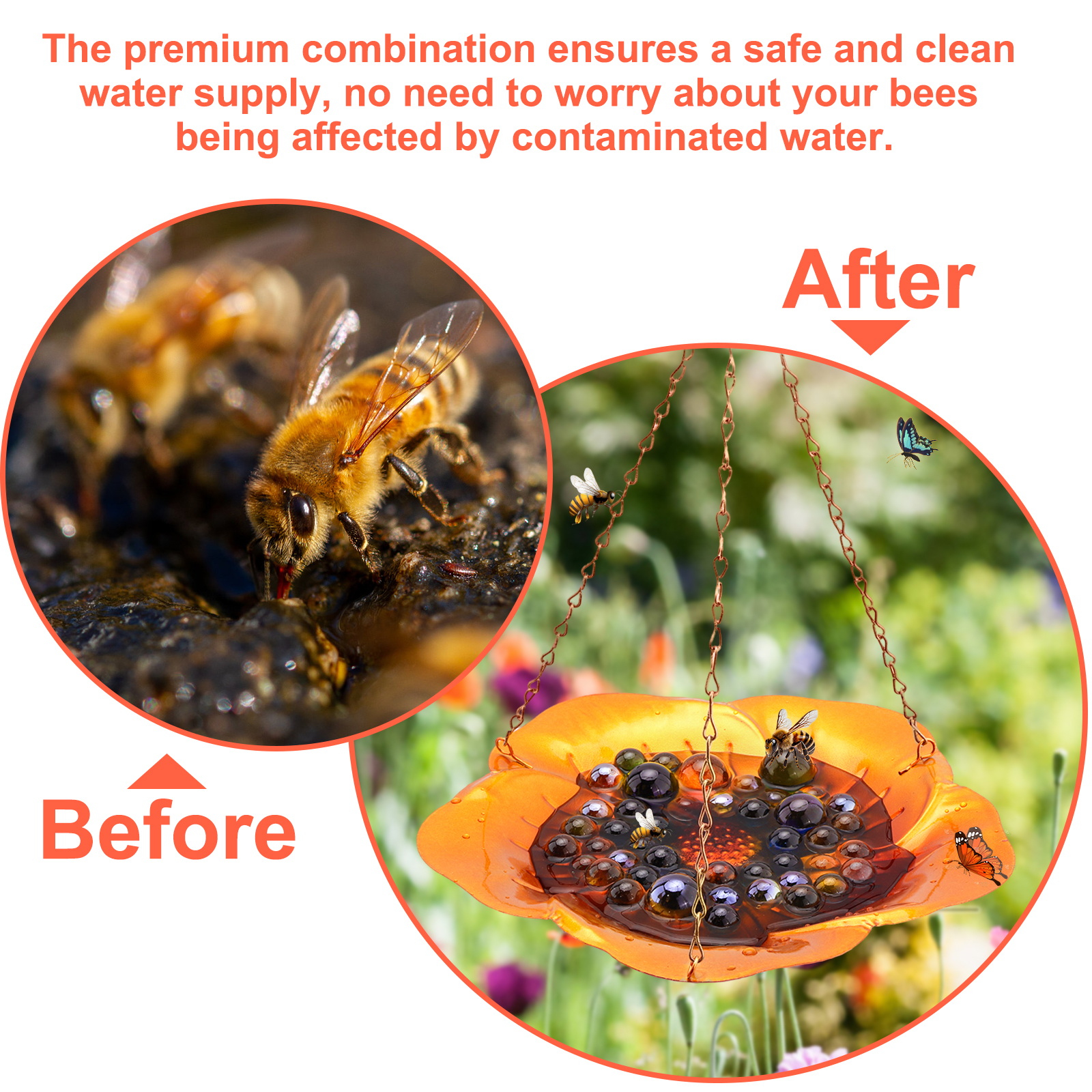 Bee Watering Station with Shepherds Hook