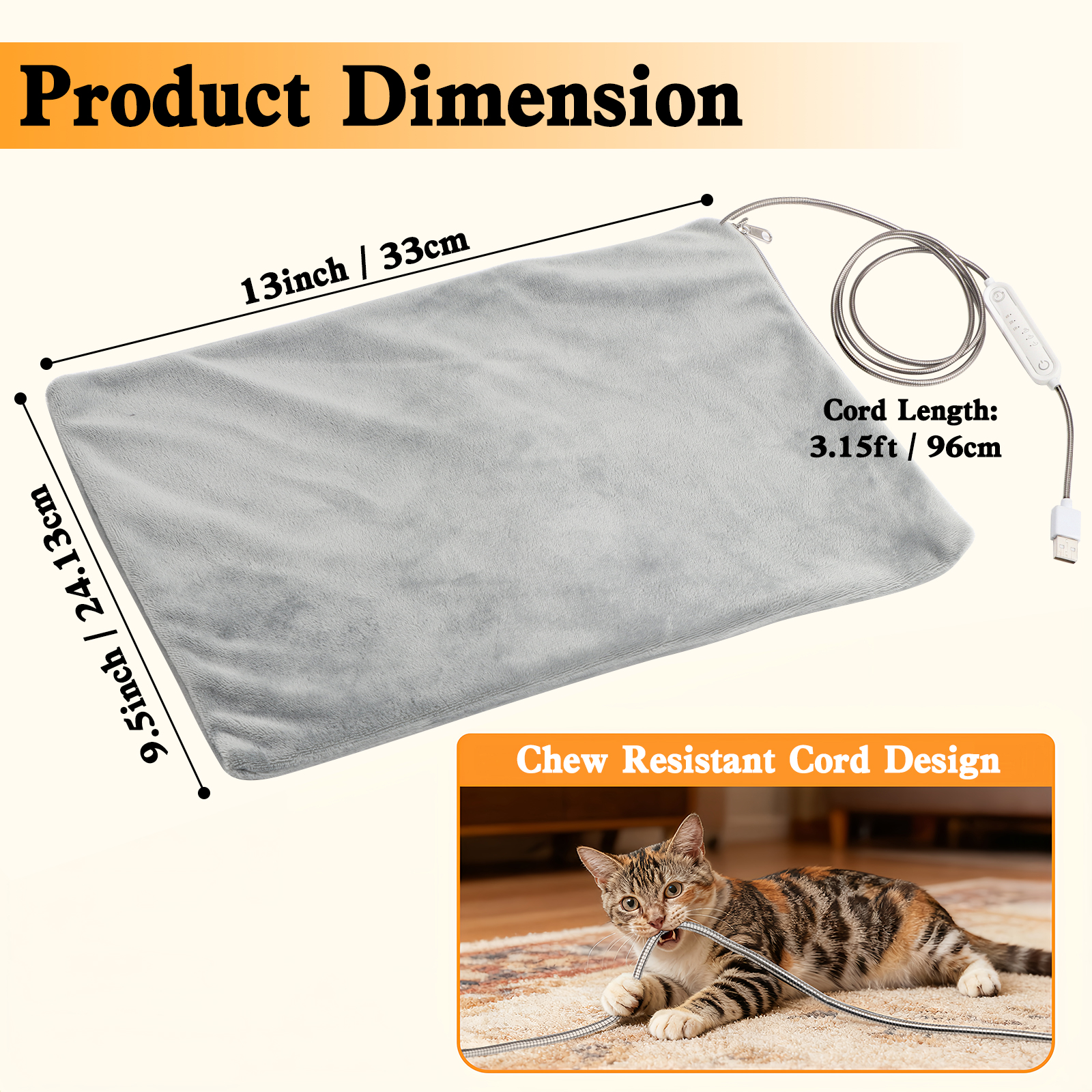 Texsens Pet Heating Pad for Backpack Carrier - 13x9.5Inches 