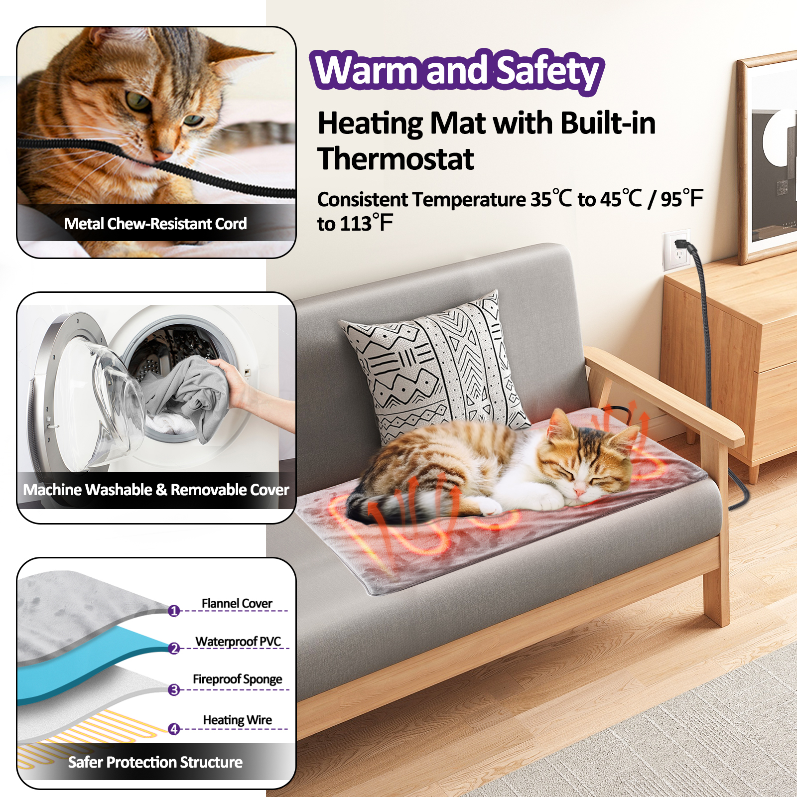 Texsens Heated Cat House for Outside-Purple