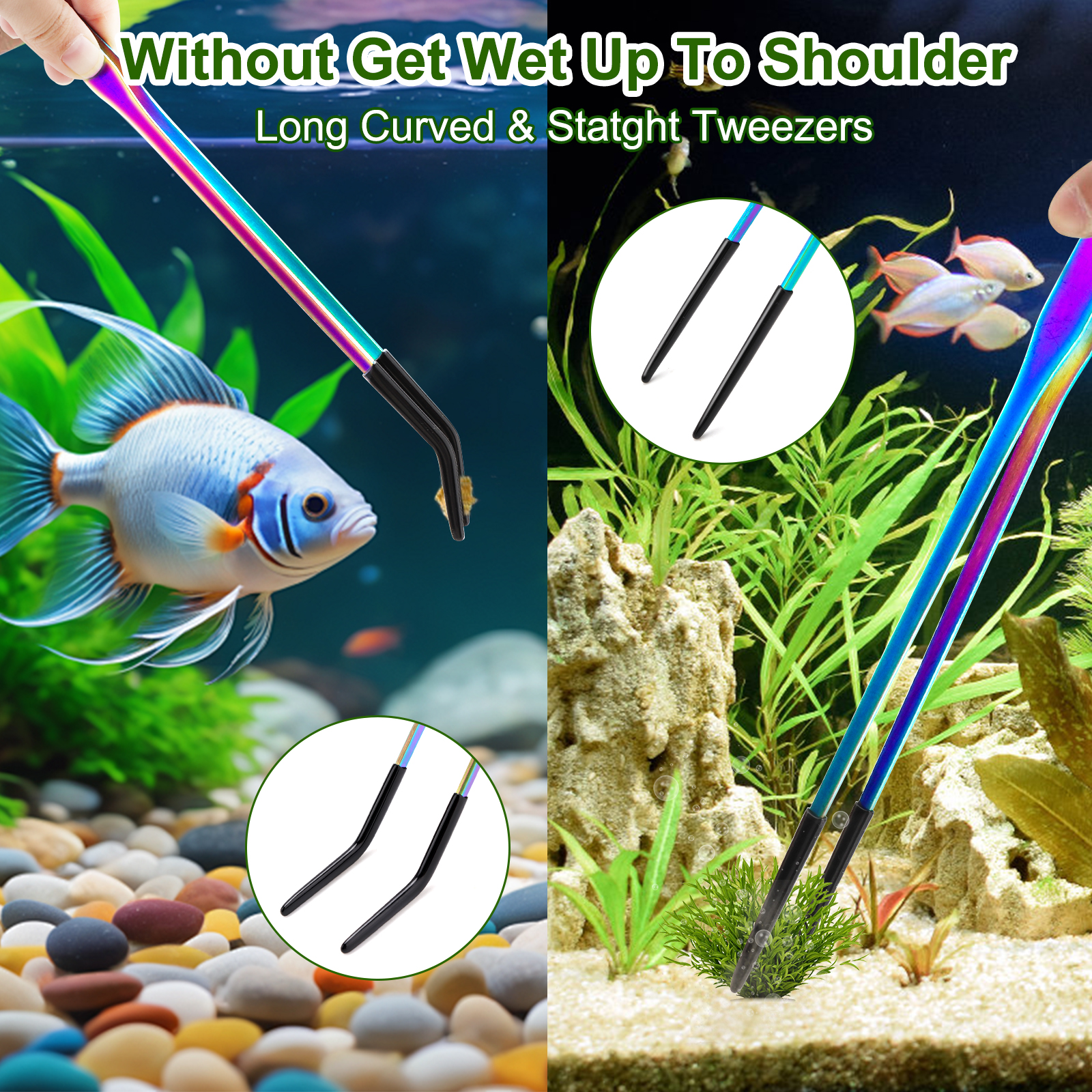 TEXSENS Stainless Steel Reptile Feeding Tongs with Rubber Tip