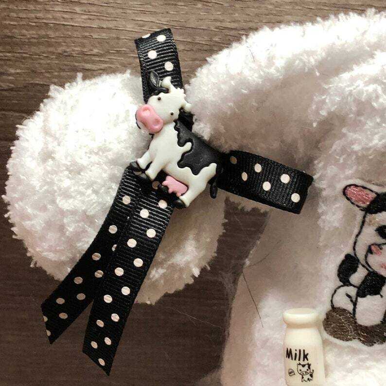 Black White Cow Gnome with Cowbell--Tiered Tray Gnome