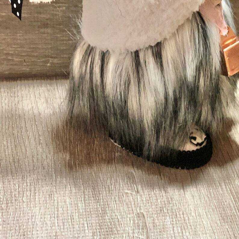 Black White Cow Gnome with Cowbell--Tiered Tray Gnome