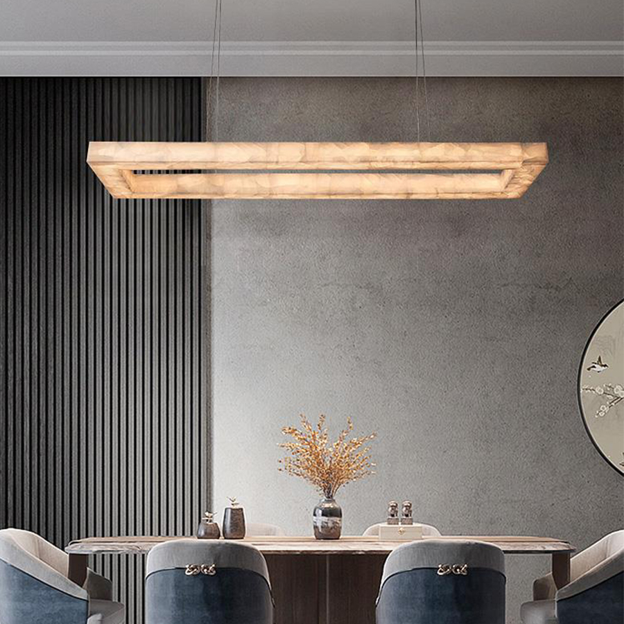 Rivage Rectangular Calcite Chandelier 72"-VaseLamps