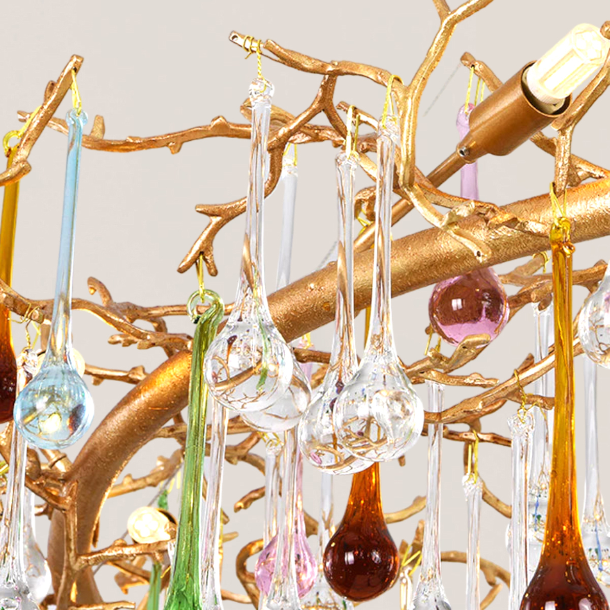 VASELAMPS - Colorful Glass Raindrop Branch Chandelier-VaseLamps