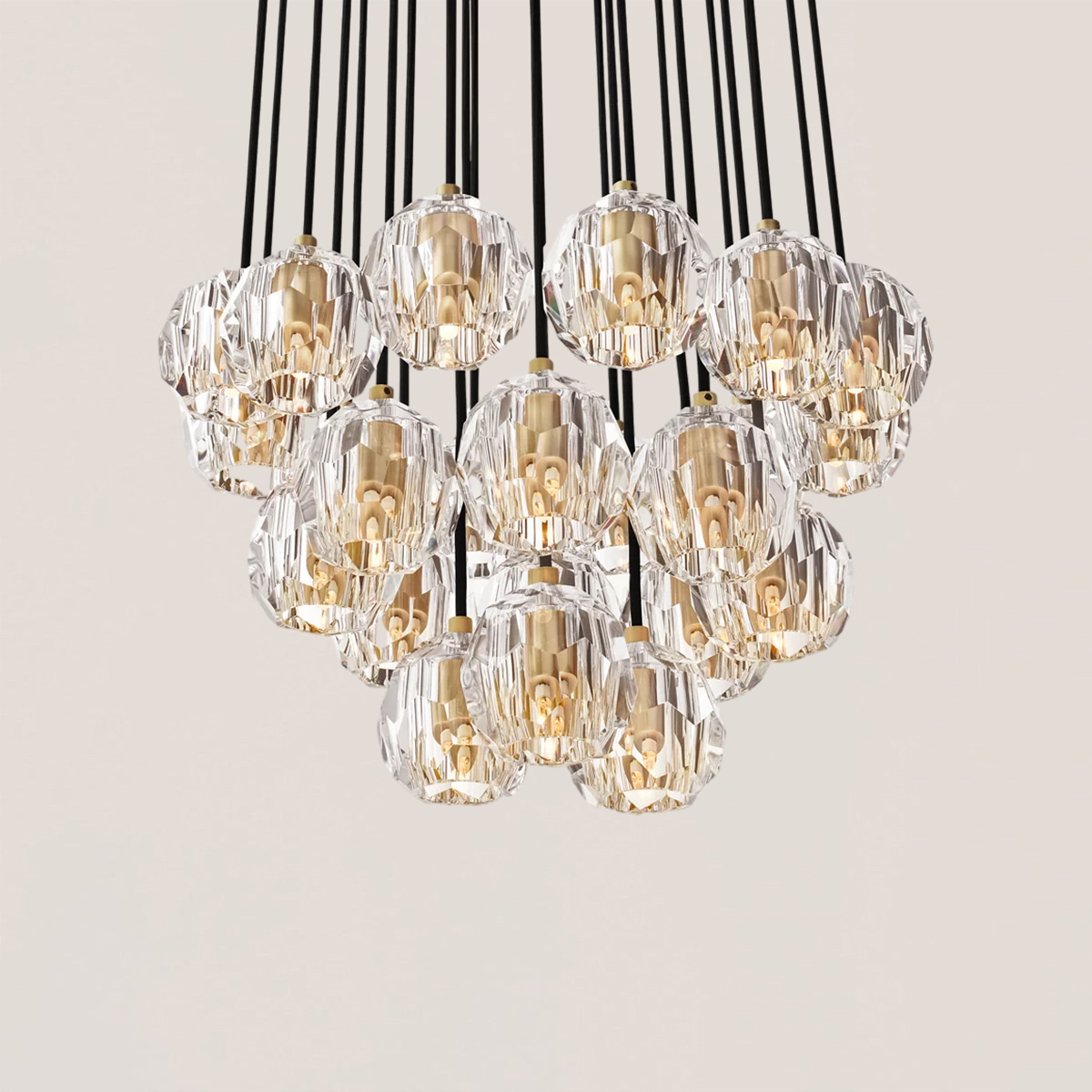 Boule De Crystal Round Cluster Chandelier-VaseLamps