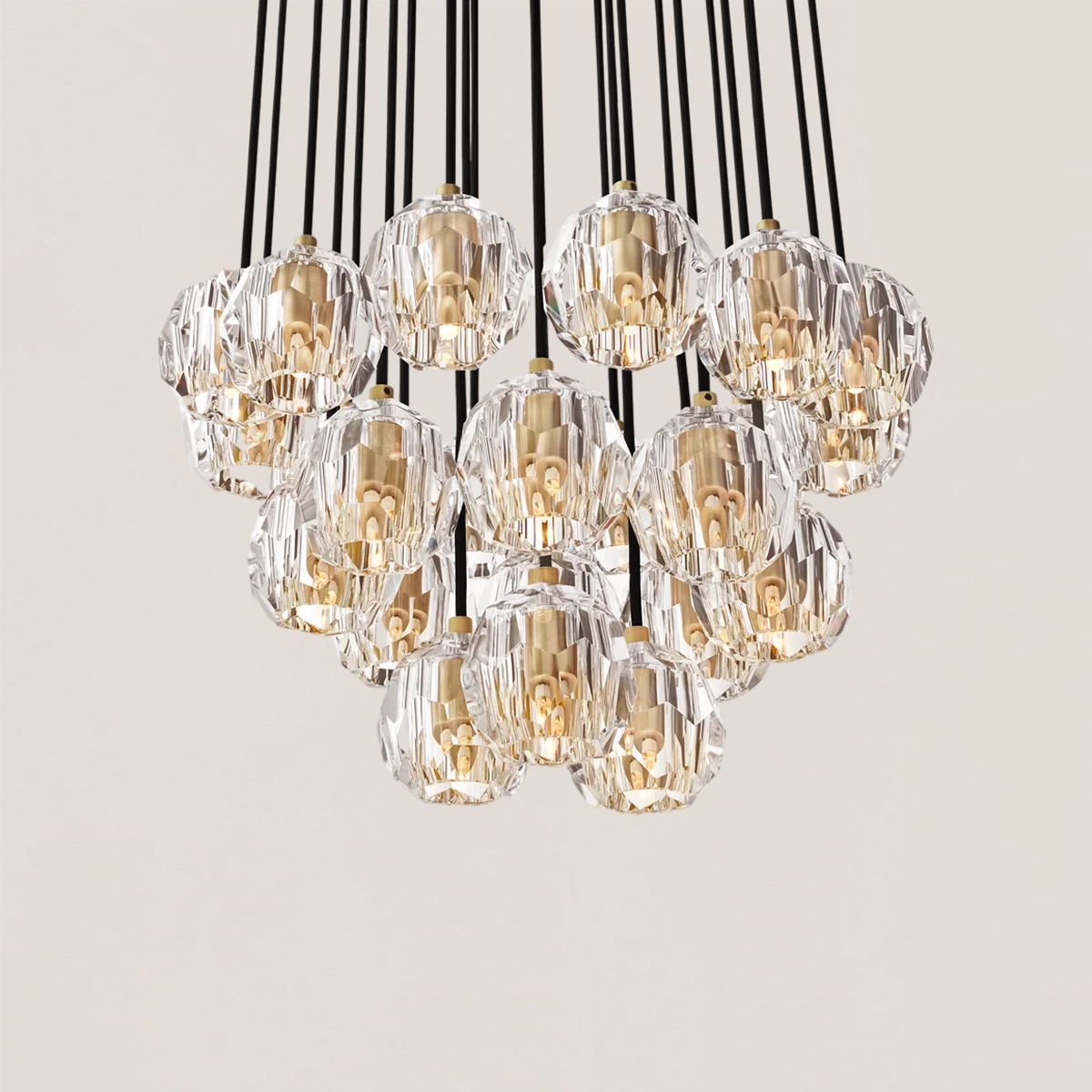 Boule De Crystal Round Cluster Chandelier-VaseLamps