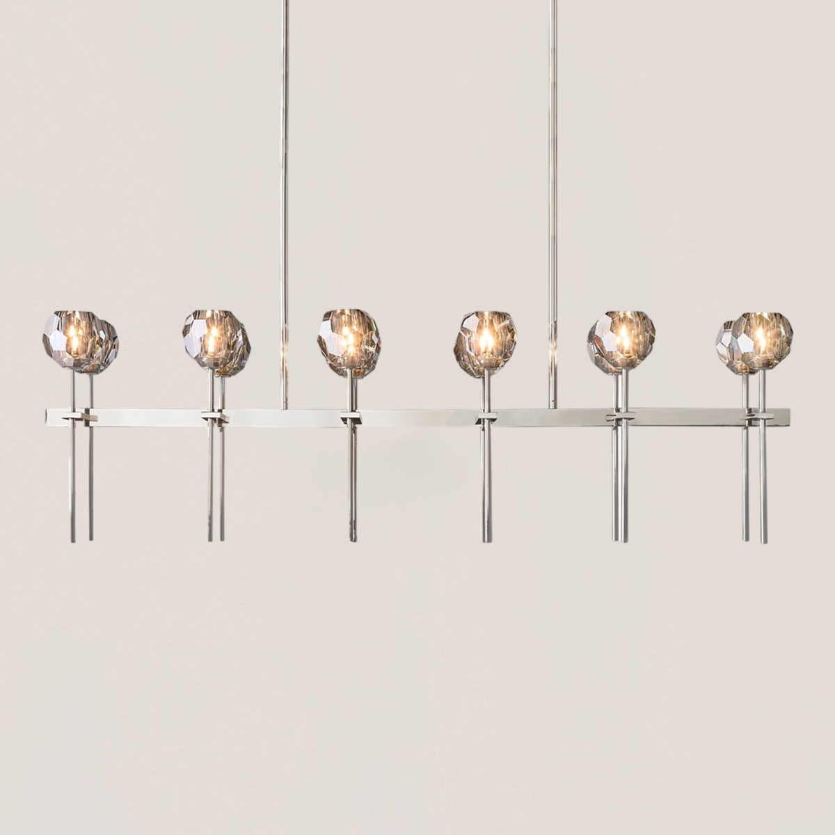 Boule De Crystal Smoke Double Linear Chandelier 60"-VaseLamps