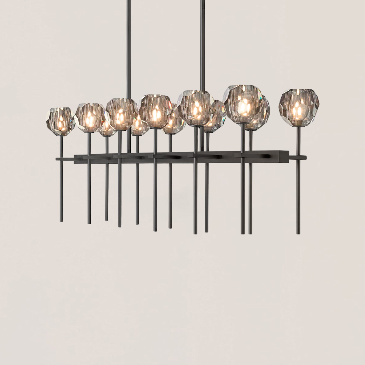 Boule De Crystal Smoke Double Linear Chandelier 60"-VaseLamps