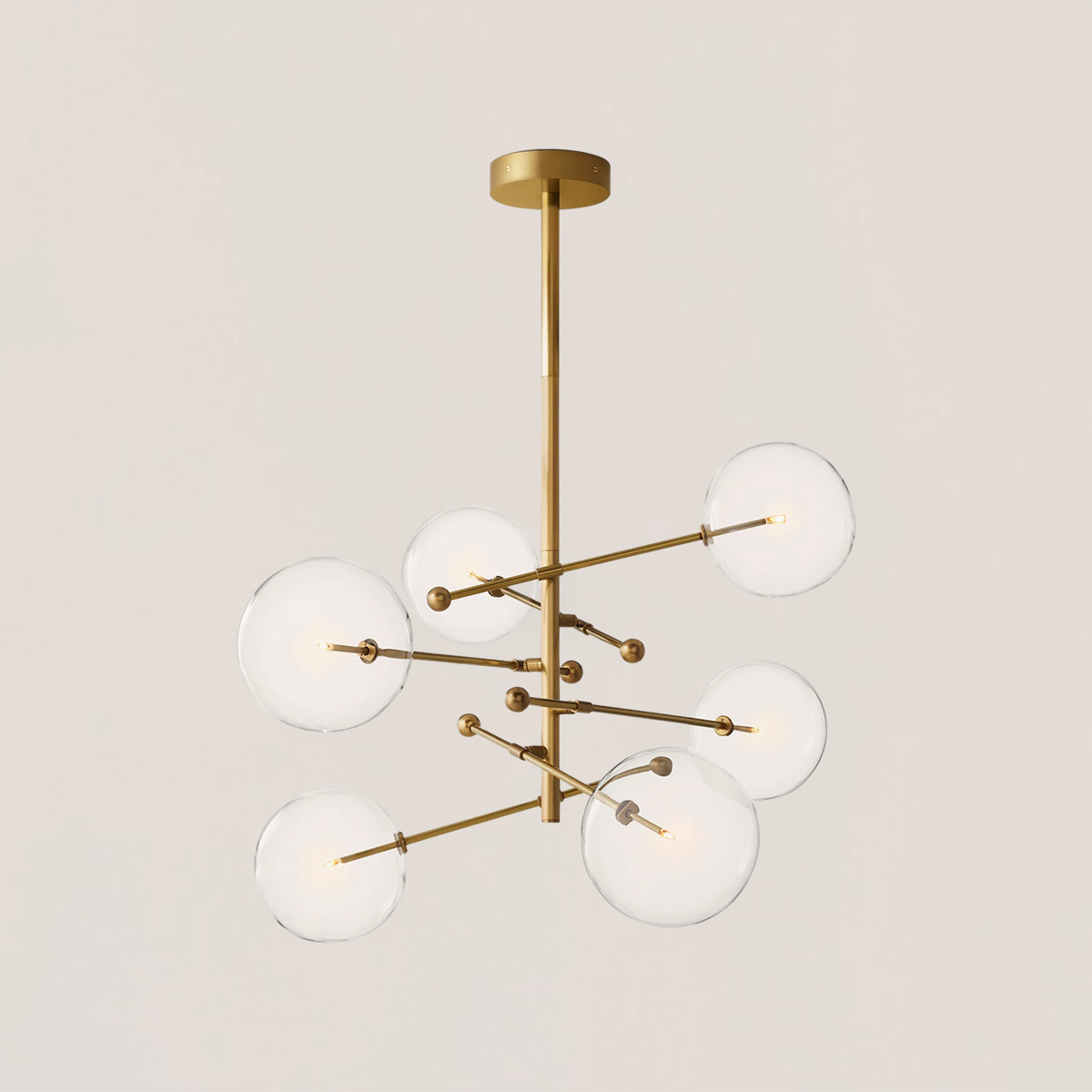 Glass Globe Mobile 6-stem Chandelier 55"-VaseLamps
