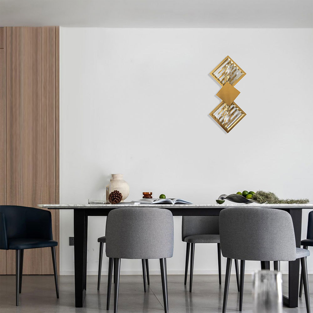 VASELAMPS - Modern Rhombus Crystal Gold Plated Wall Sconce-VaseLamps