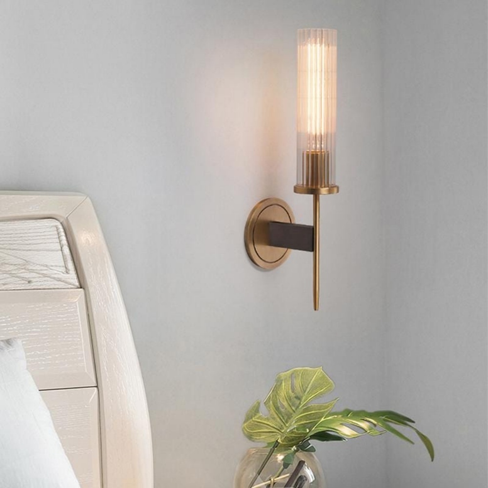 Alouette Brass Glass Wall Sconce-VaseLamps