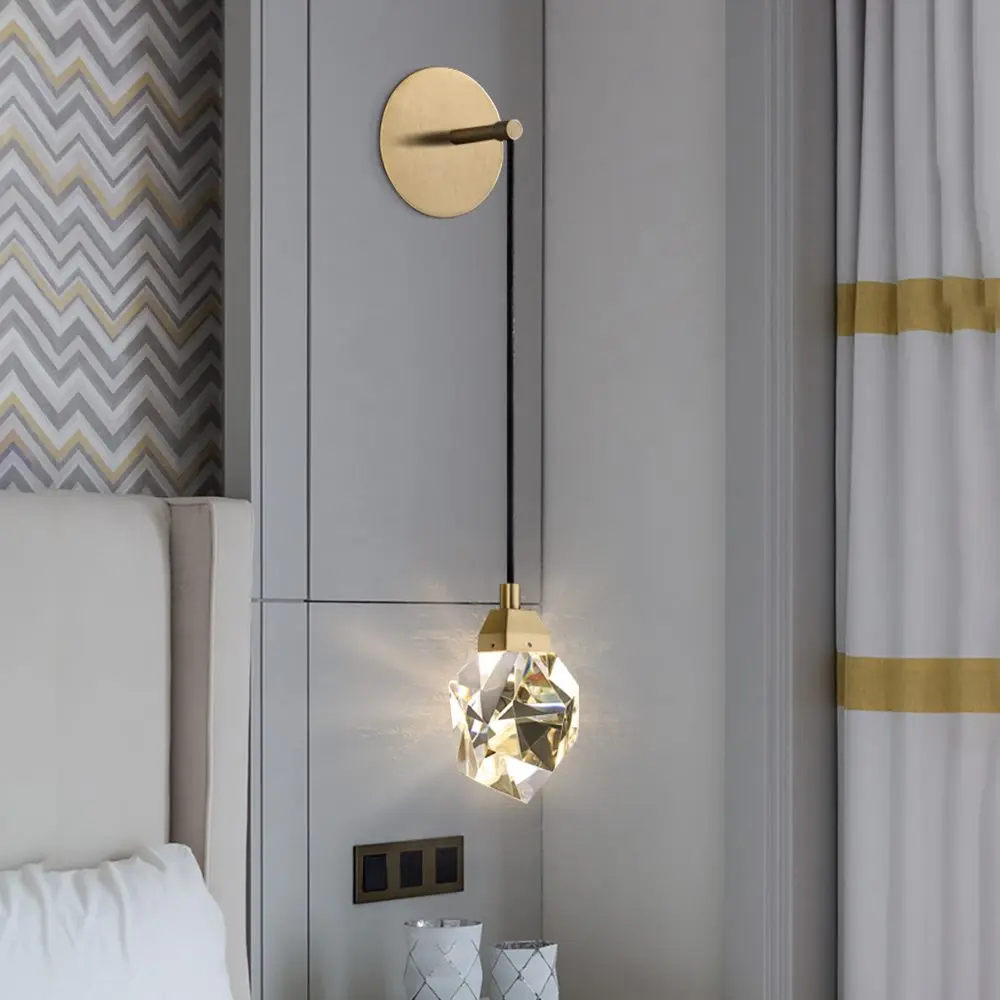 VASELAMPS - Faceted Crystal Prisms Wall Sconce - Cord-VaseLamps