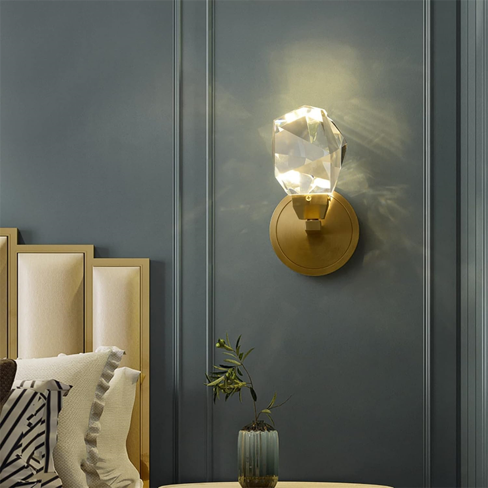 VASELAMPS - Faceted Crystal Prisms Short Wall Sconce-VaseLamps