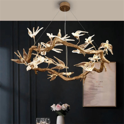 VASELAMPS - Bird Glass Branch Round Chandelier-VaseLamps