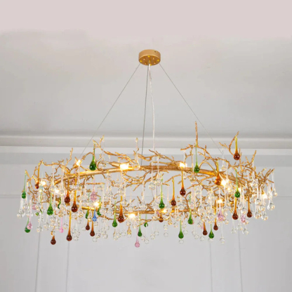 VASELAMPS - Colorful Glass Raindrop Branch Chandelier-VaseLamps