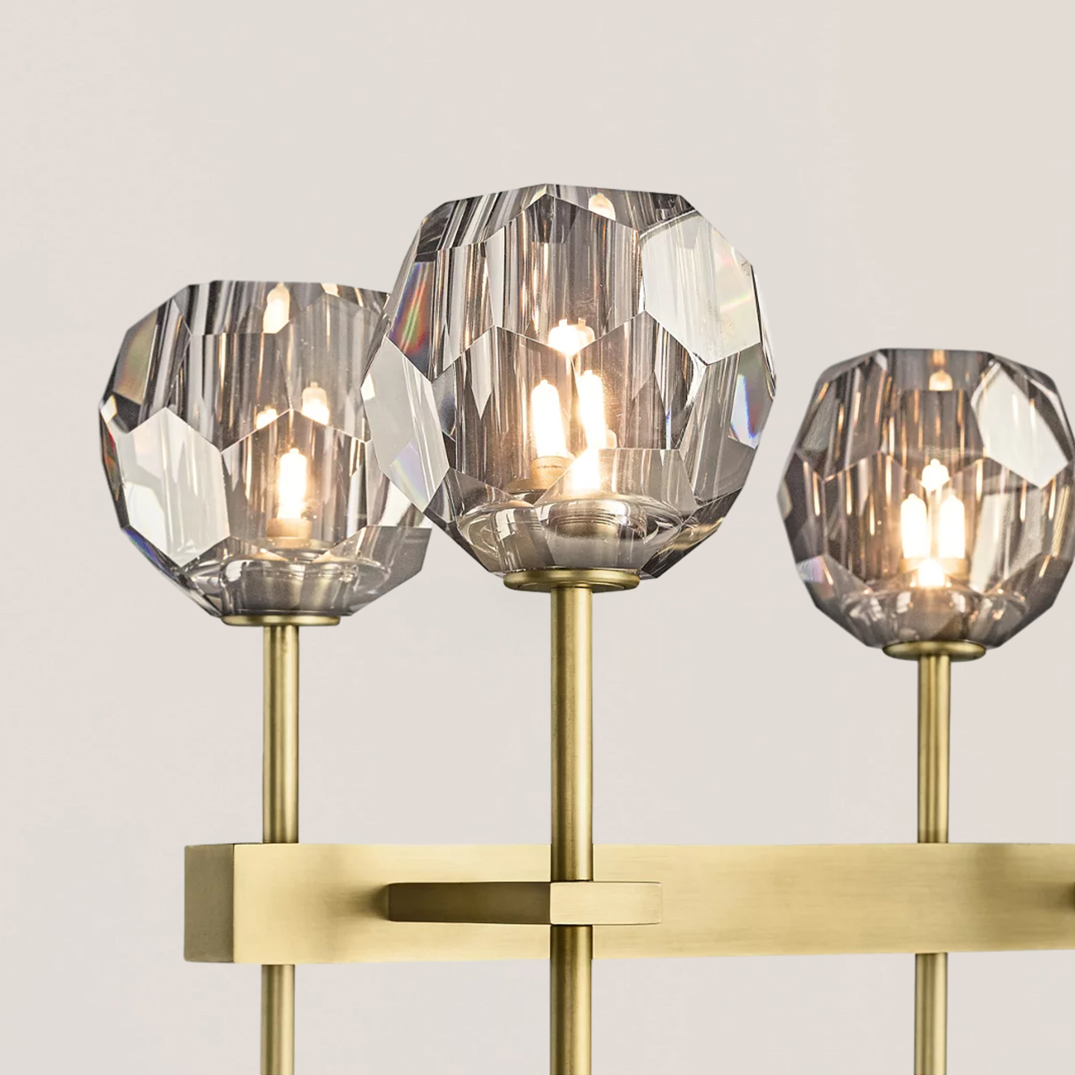 Boule De Crystal Smoke Double Linear Chandelier 60"-VaseLamps
