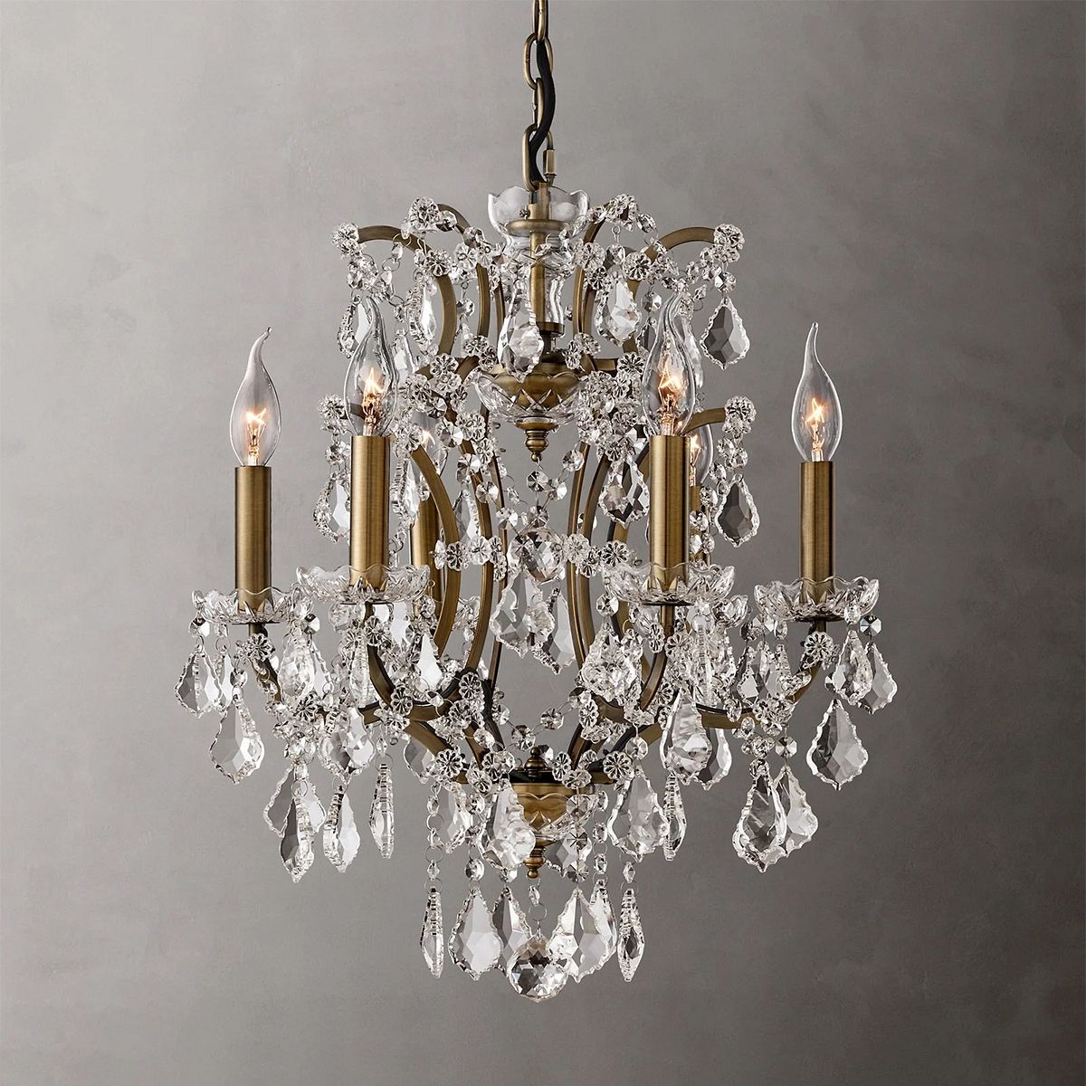 19TH C. Crystal Round Chandelier