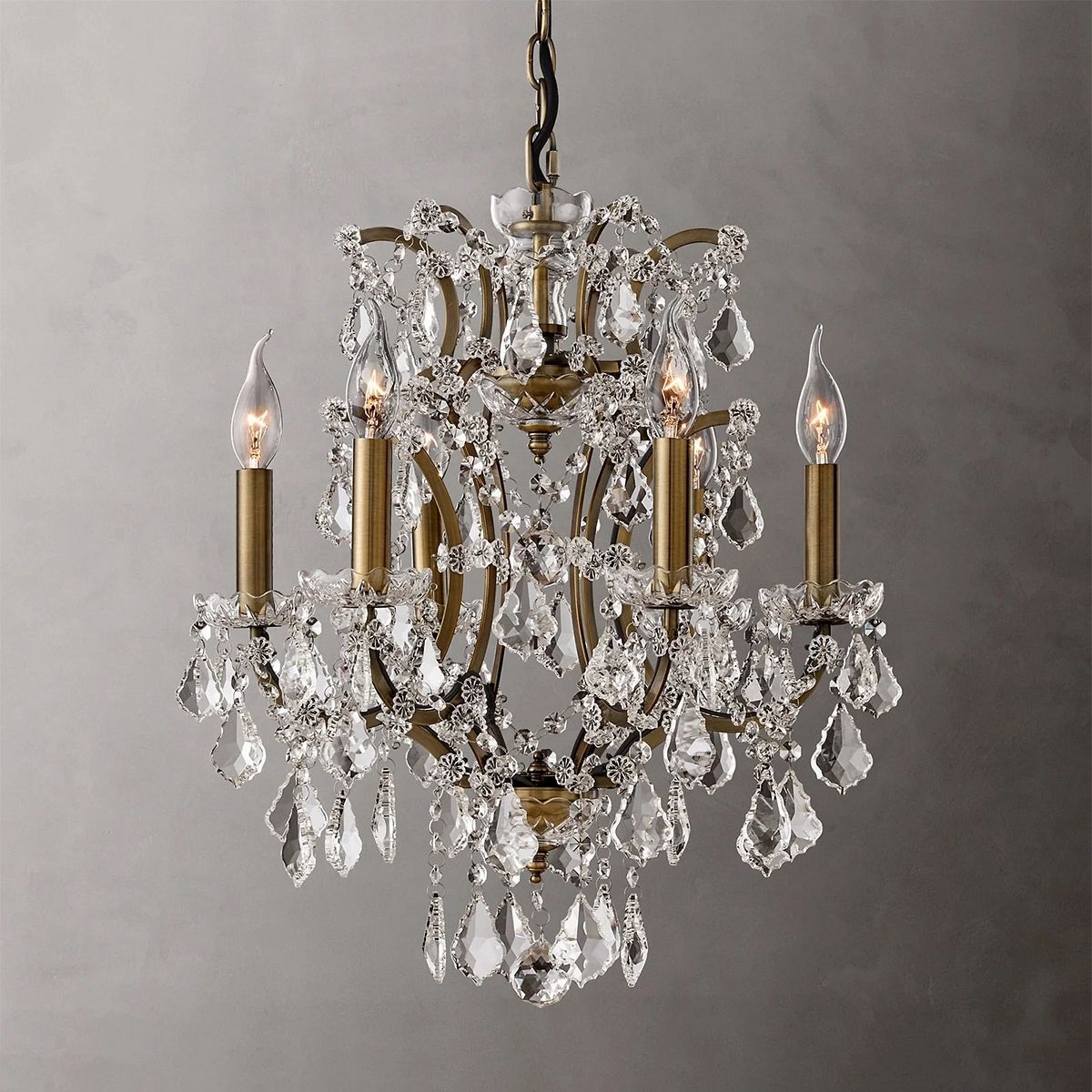 19TH C. Crystal Round Chandelier