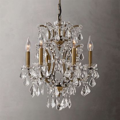 19TH C. Crystal Round Chandelier